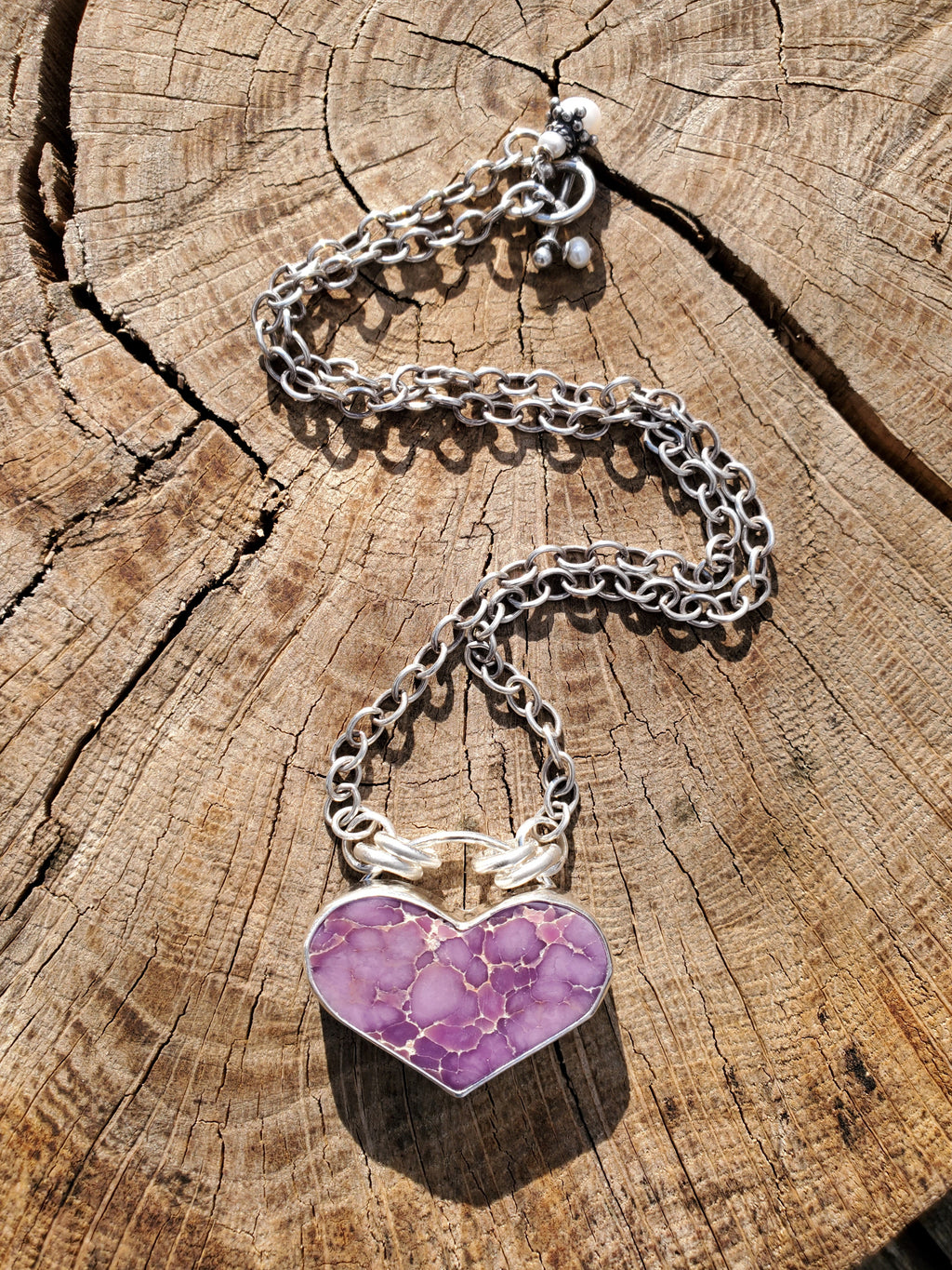STUNNING Phosphosiderite Heart Pendant in Solid Sterling Silver