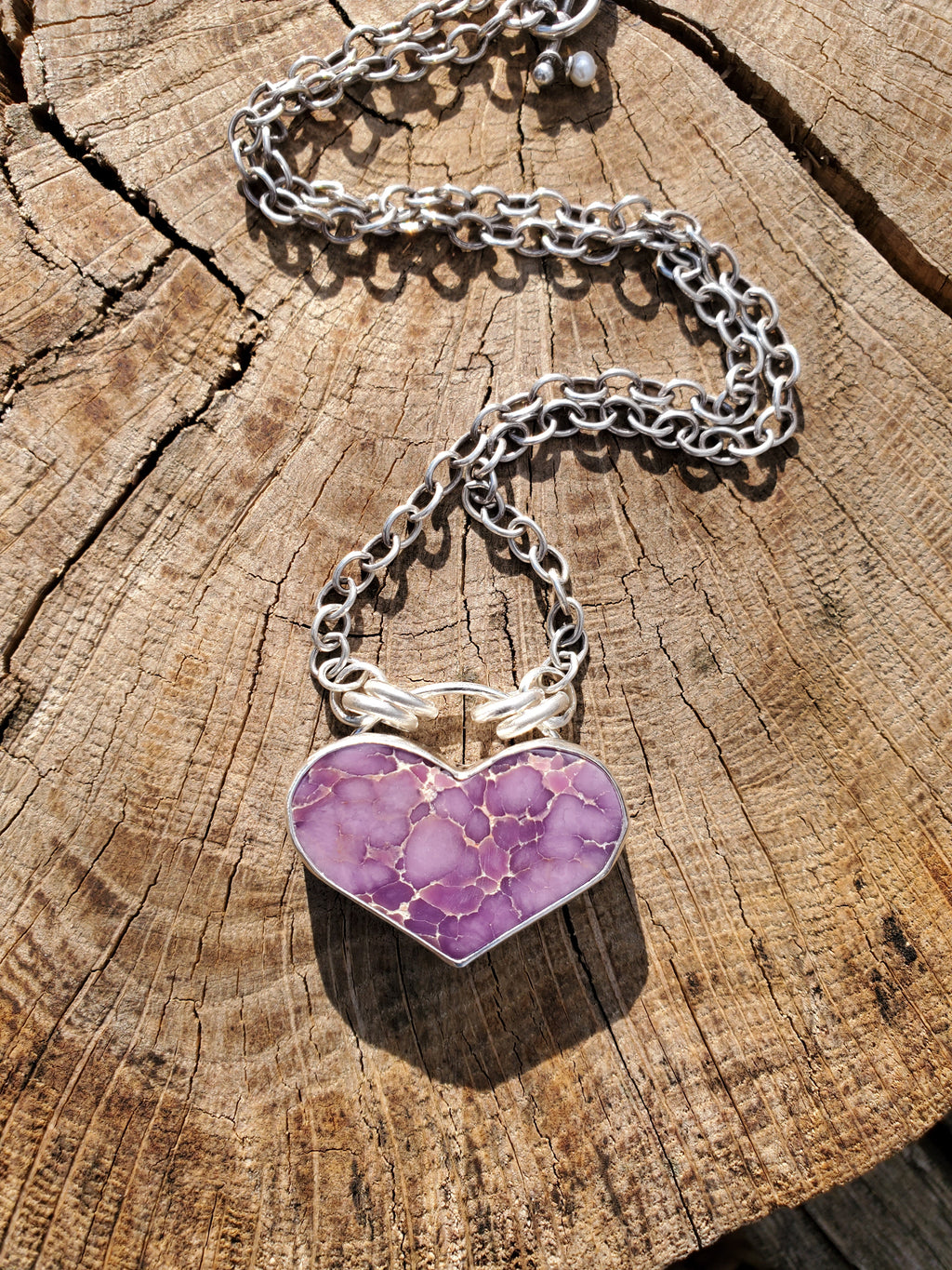 STUNNING Phosphosiderite Heart Pendant in Solid Sterling Silver