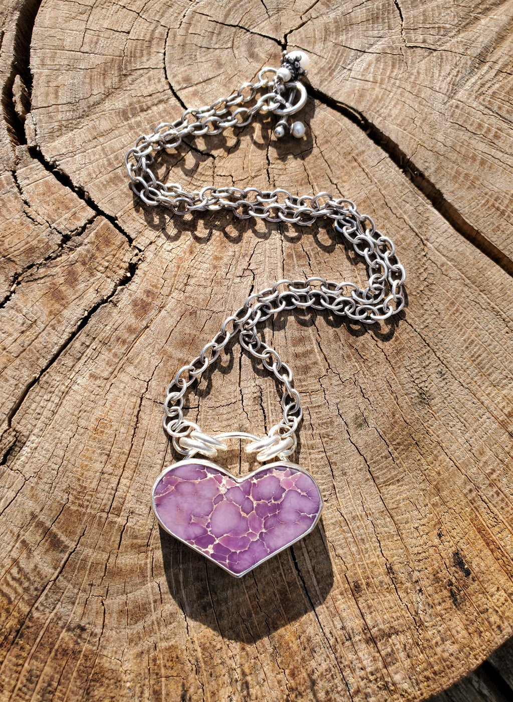STUNNING Phosphosiderite Heart Pendant in Solid Sterling Silver