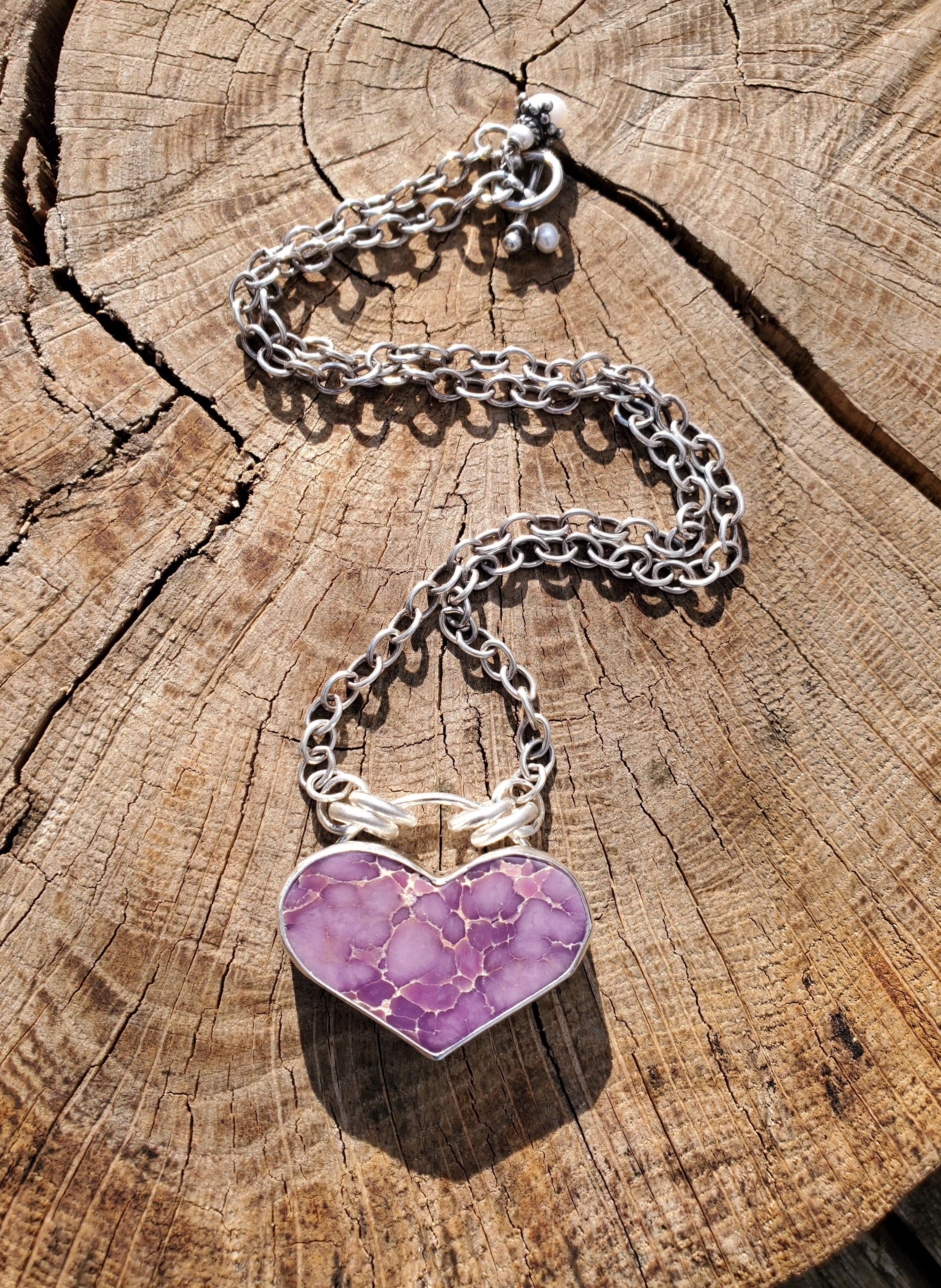STUNNING Phosphosiderite Heart Pendant in Solid Sterling Silver