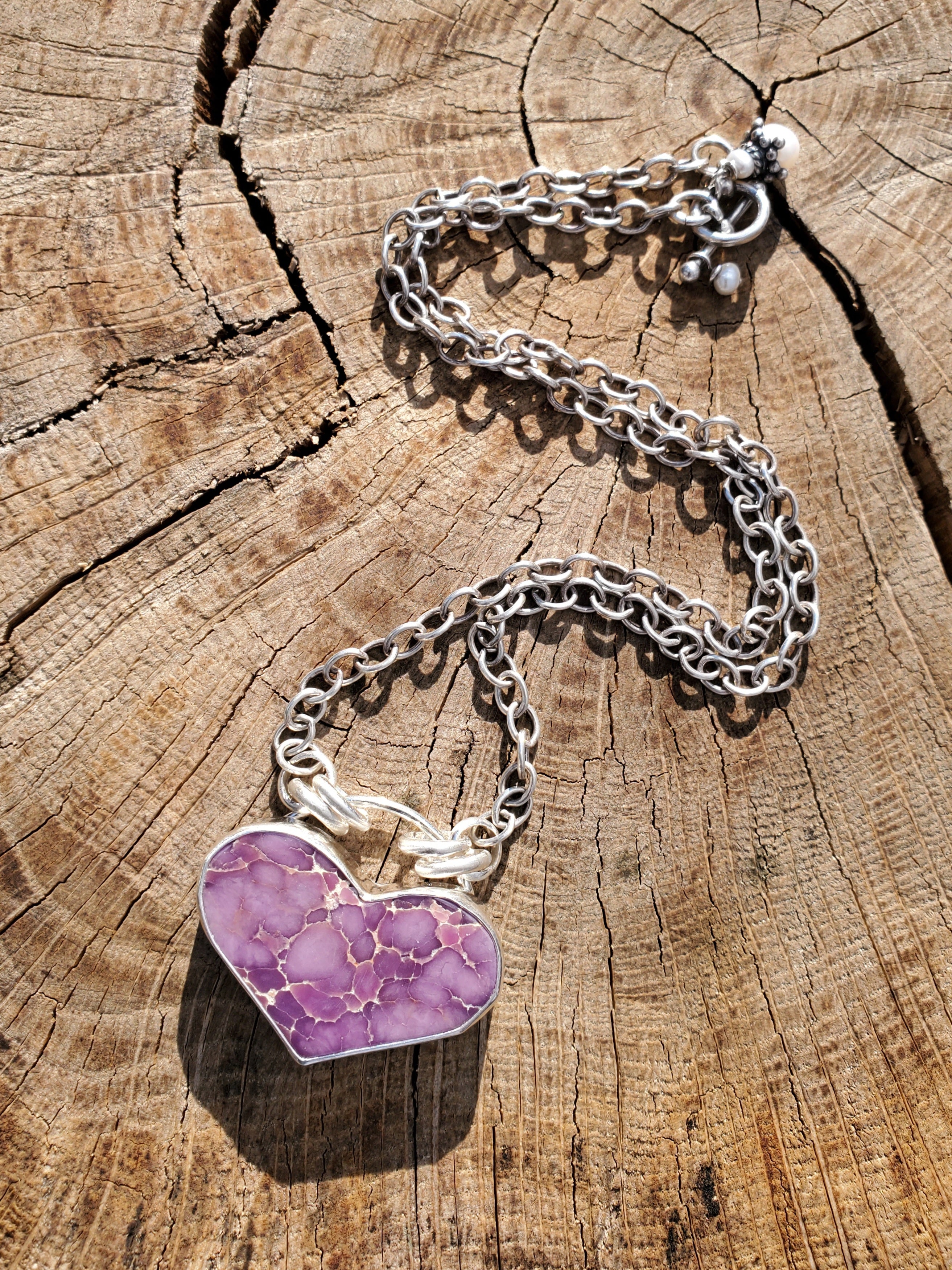 STUNNING Phosphosiderite Heart Pendant in Solid Sterling Silver