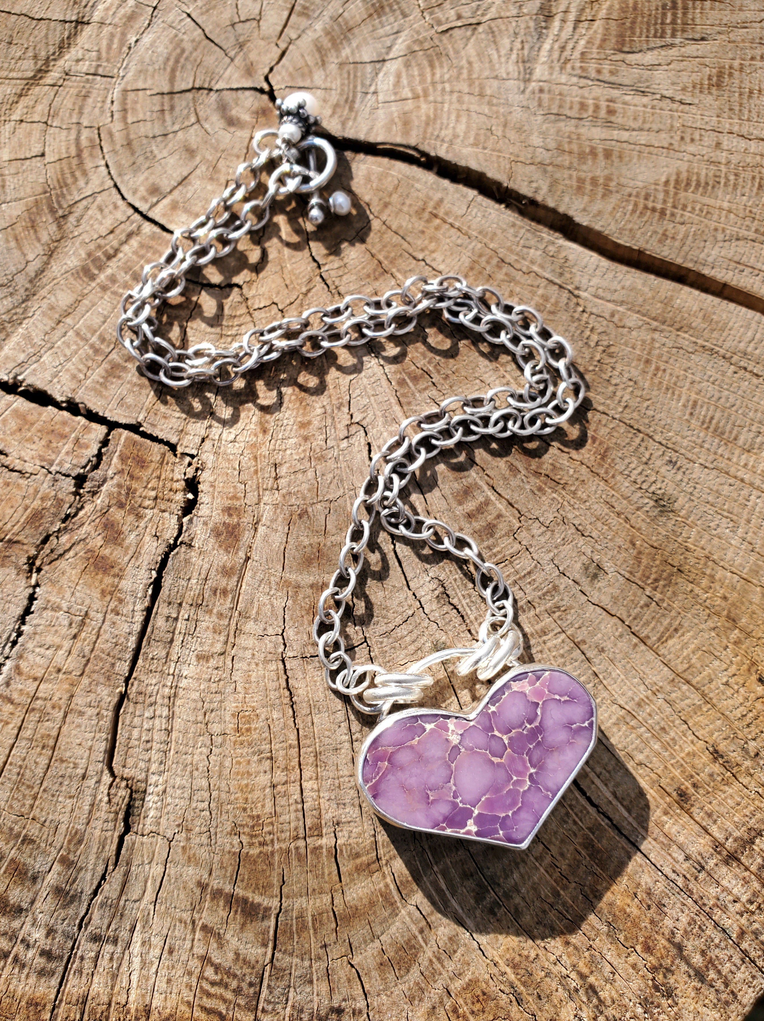 STUNNING Phosphosiderite Heart Pendant in Solid Sterling Silver