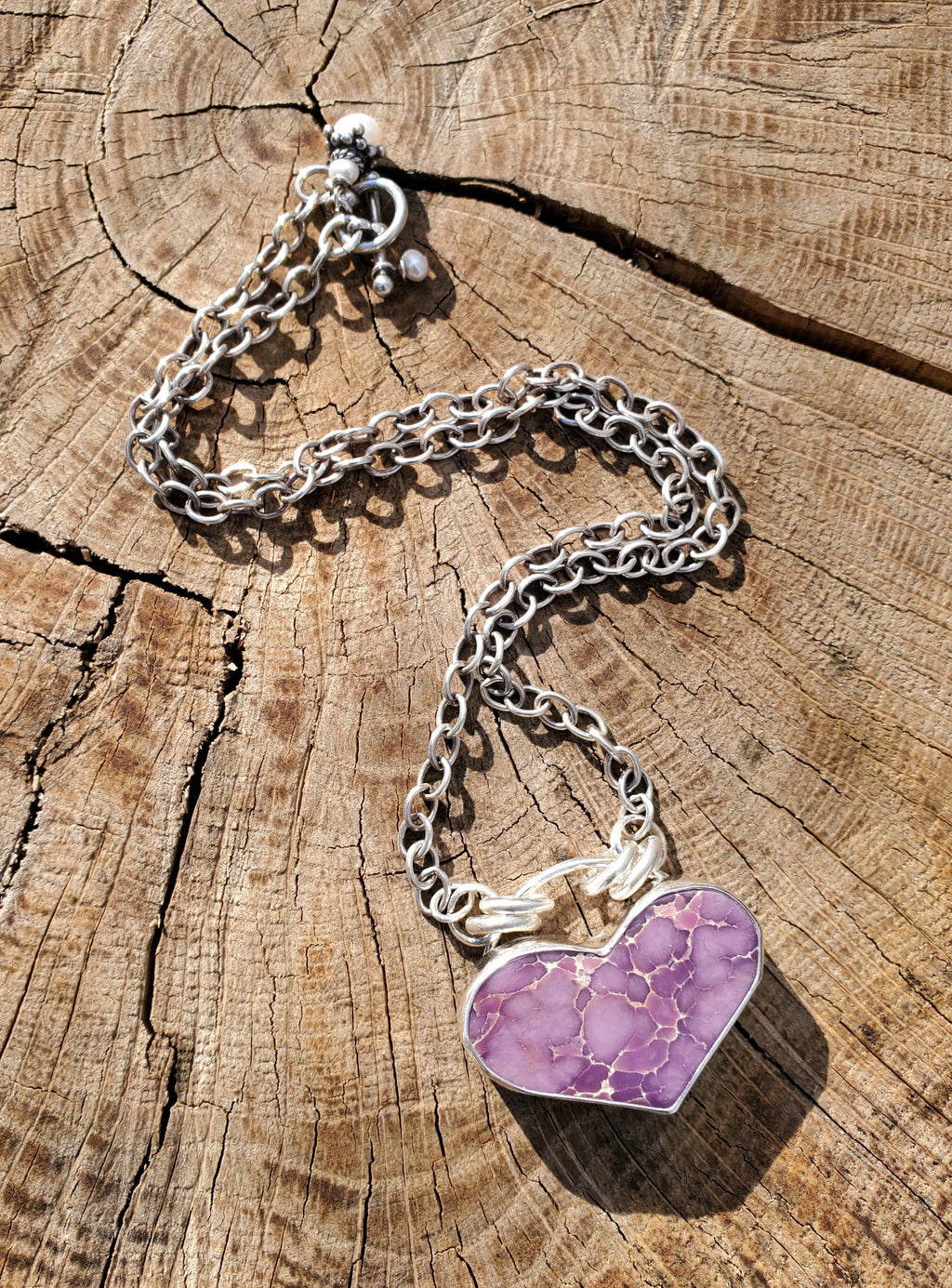 STUNNING Phosphosiderite Heart Pendant in Solid Sterling Silver