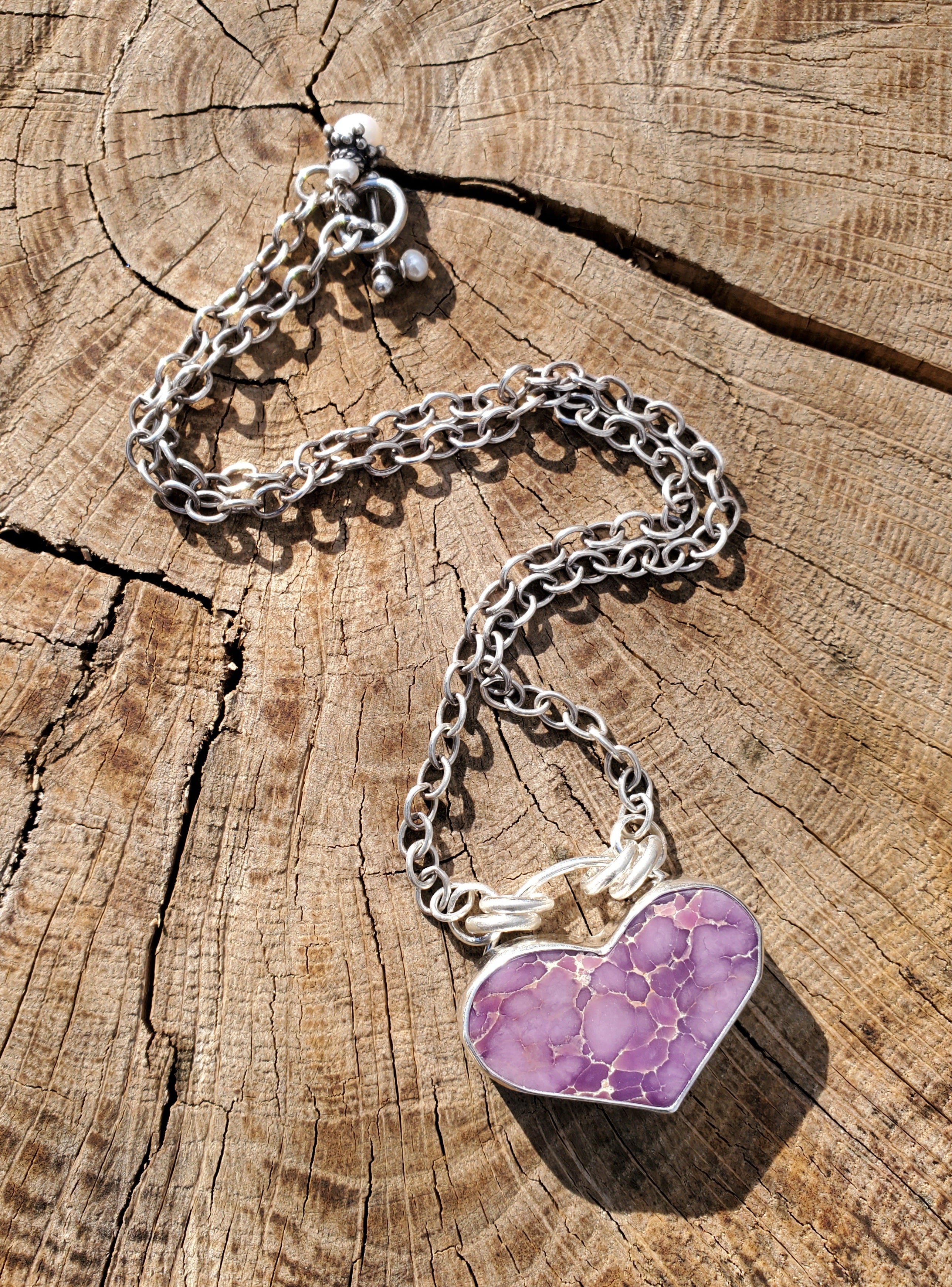 STUNNING Phosphosiderite Heart Pendant in Solid Sterling Silver