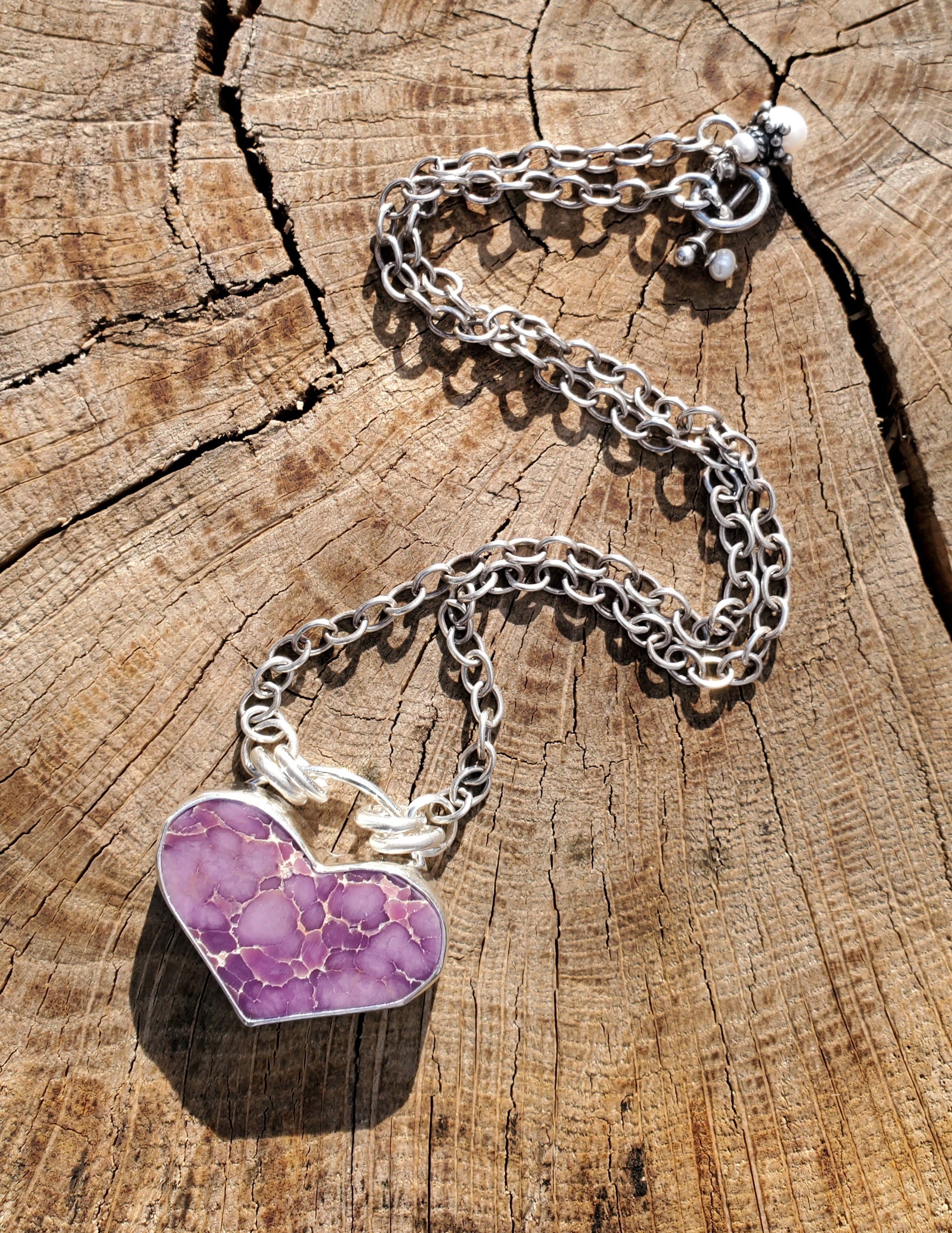 STUNNING Phosphosiderite Heart Pendant in Solid Sterling Silver