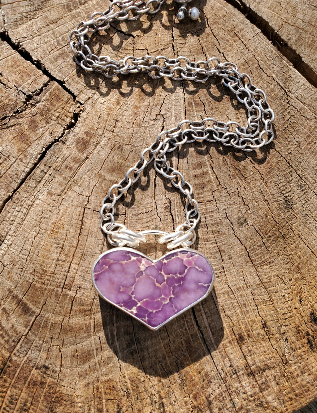 STUNNING Phosphosiderite Heart Pendant in Solid Sterling Silver