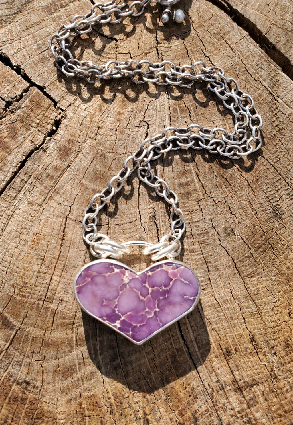STUNNING Phosphosiderite Heart Pendant in Solid Sterling Silver