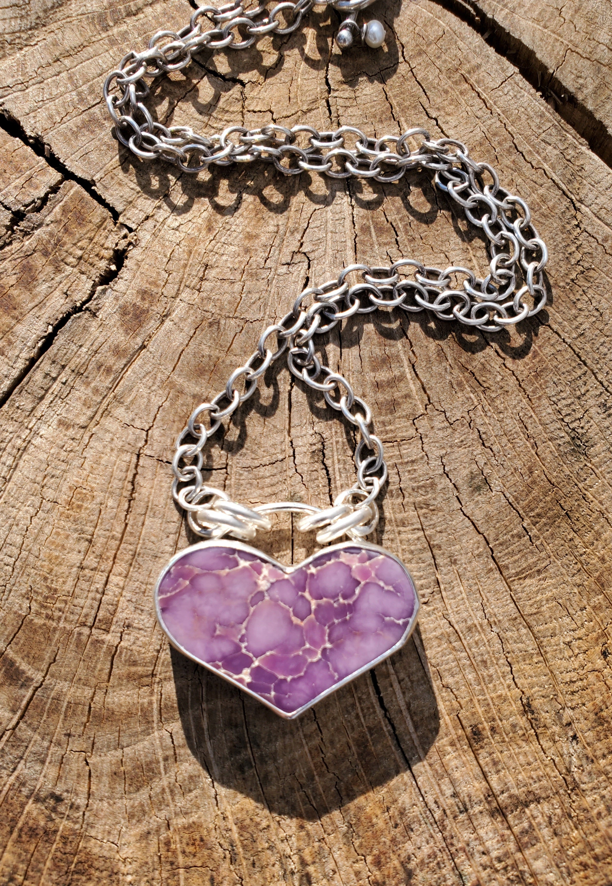 STUNNING Phosphosiderite Heart Pendant in Solid Sterling Silver