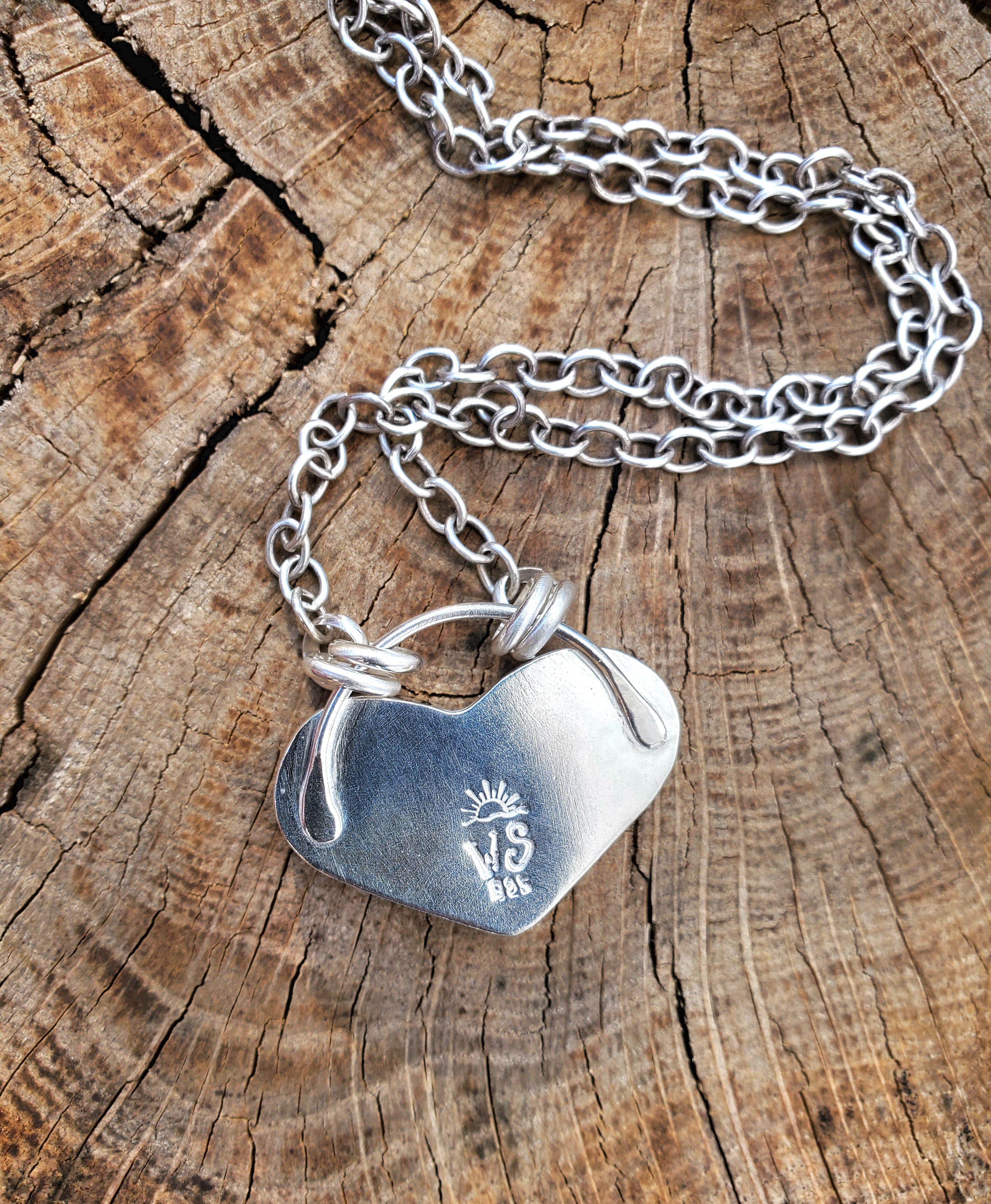STUNNING Phosphosiderite Heart Pendant in Solid Sterling Silver