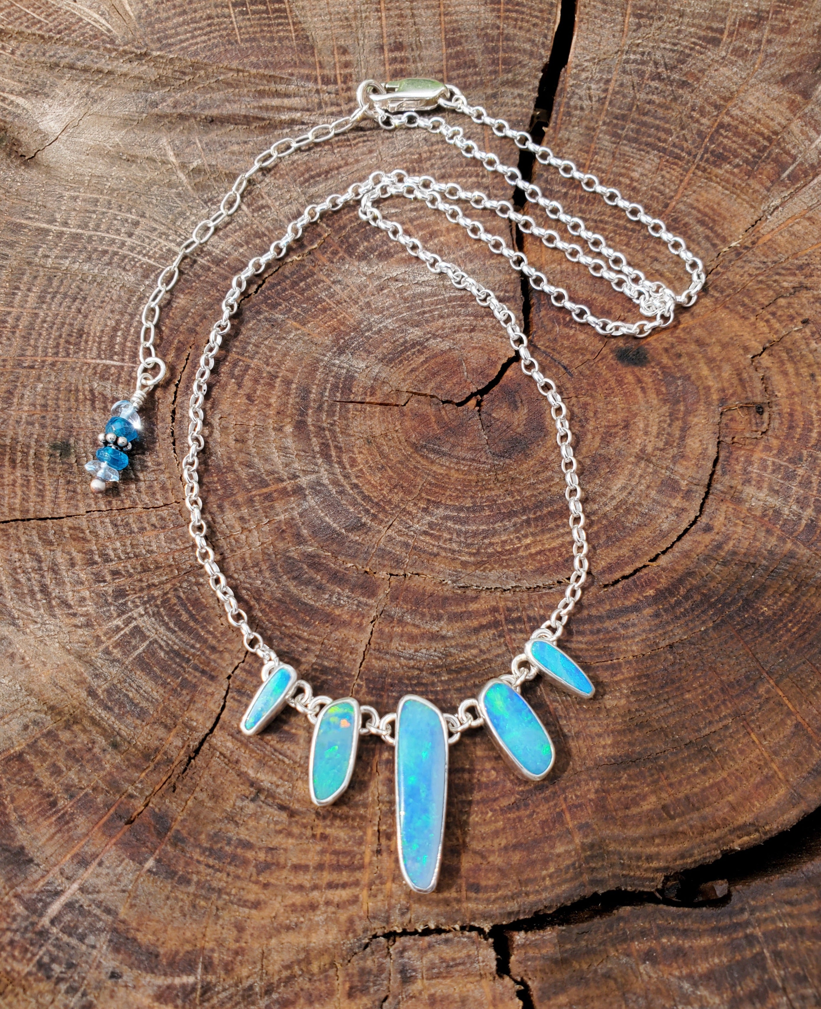 Australian Opal Statement Necklace in Solid Sterling Silver