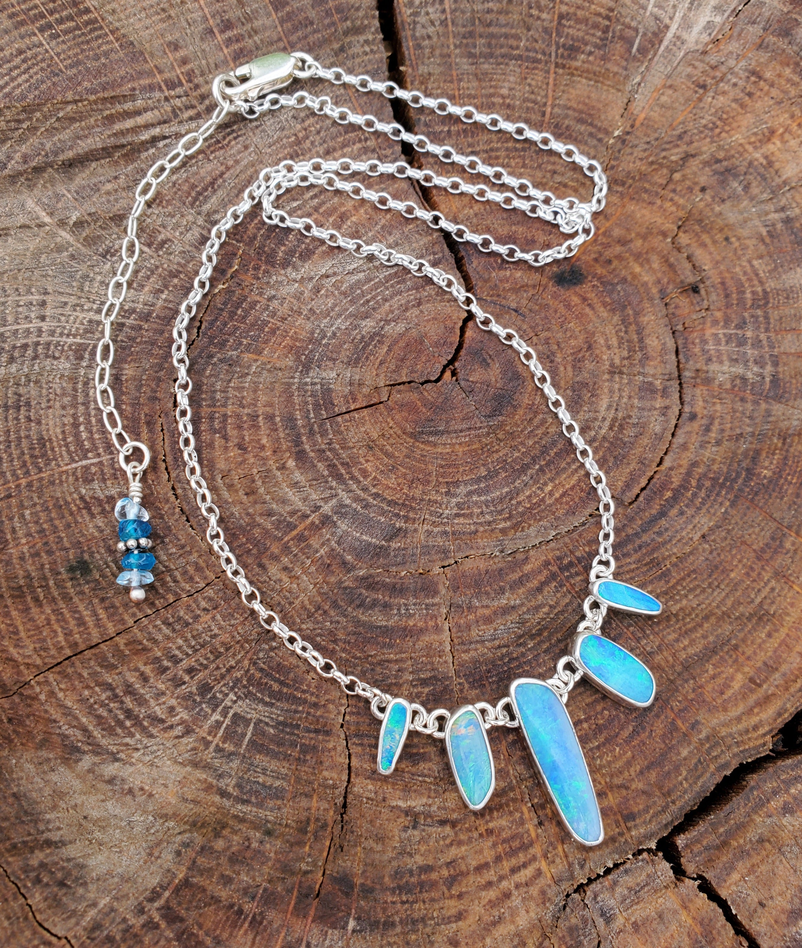 Australian Opal Statement Necklace in Solid Sterling Silver