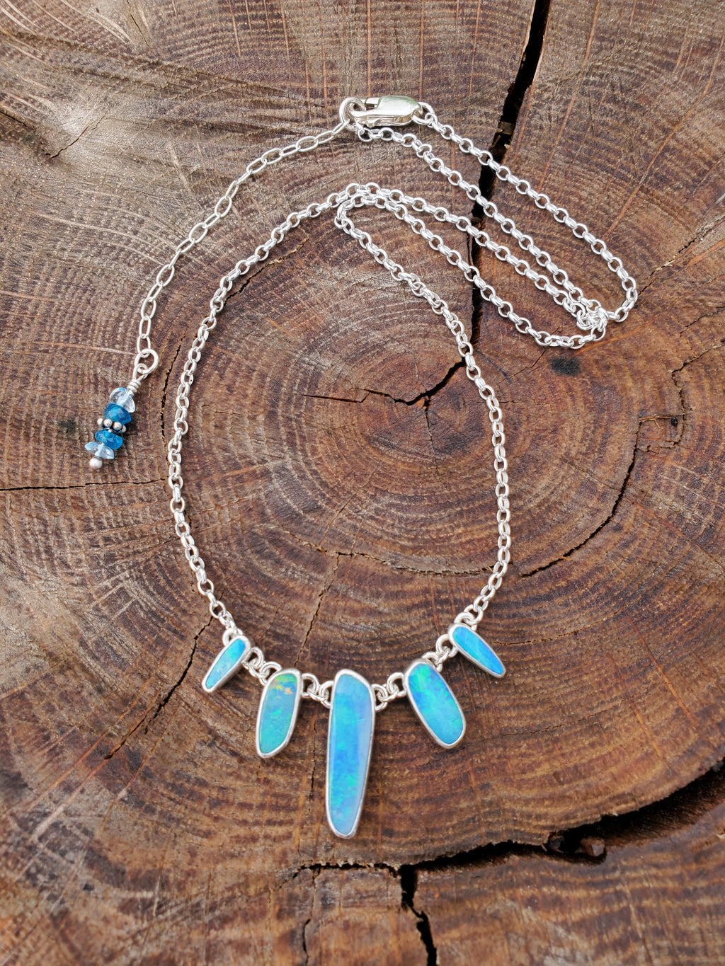 Australian Opal Statement Necklace in Solid Sterling Silver