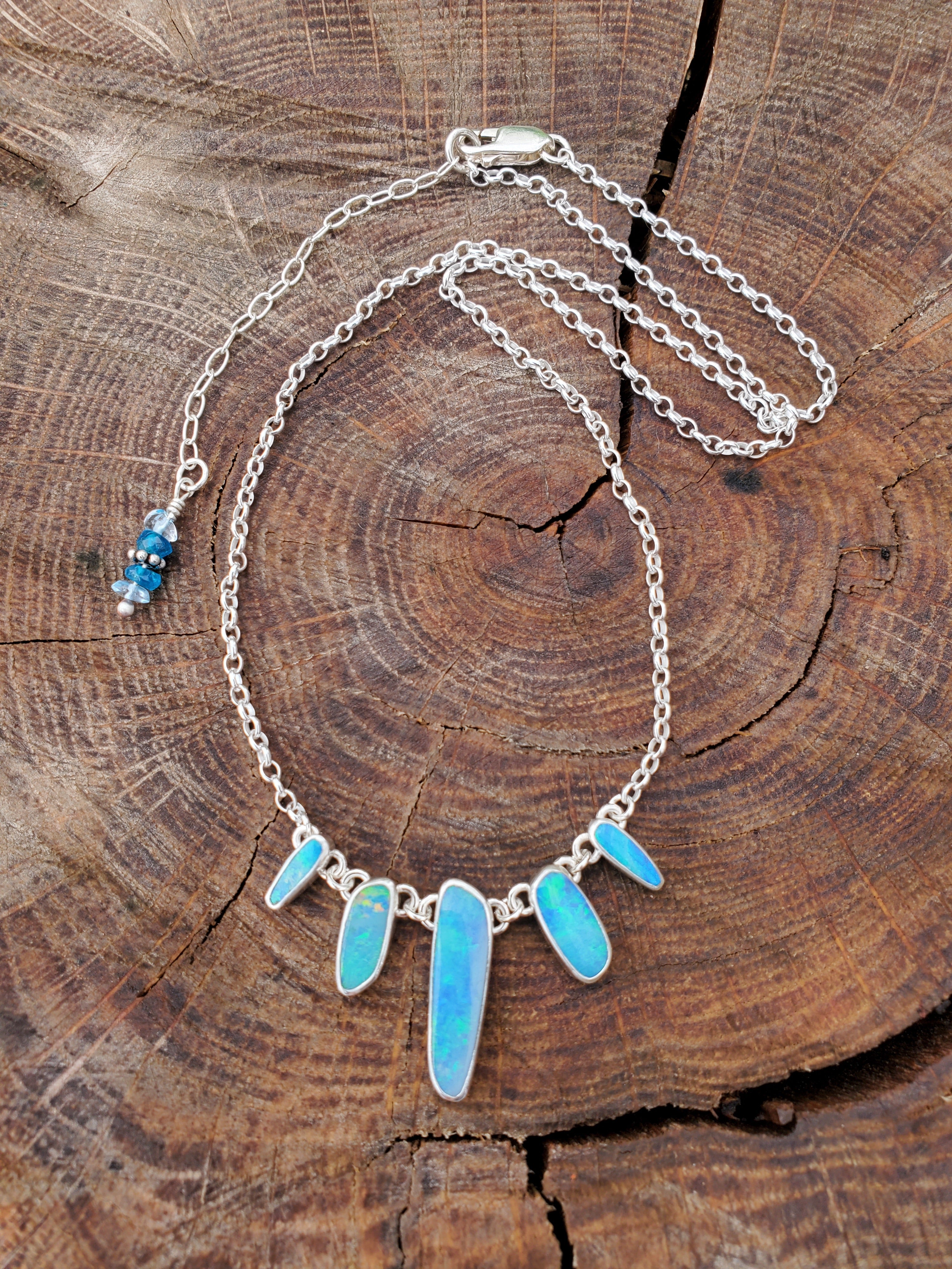 Australian Opal Statement Necklace in Solid Sterling Silver