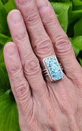 Blue Moon Rectangular Statement Ring in Solid Sterling Silver! Size 7.