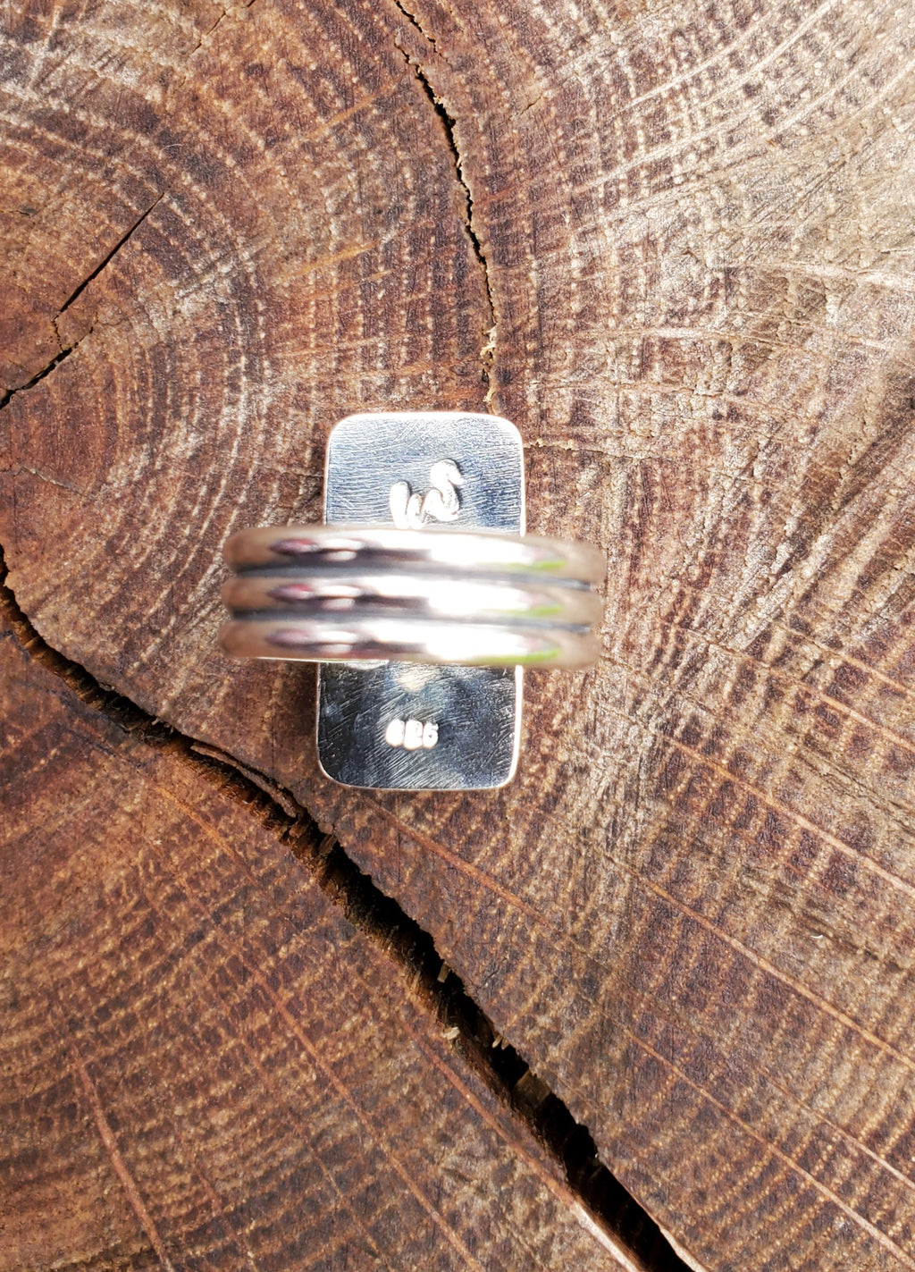 Blue Moon Rectangular Statement Ring in Solid Sterling Silver! Size 7.