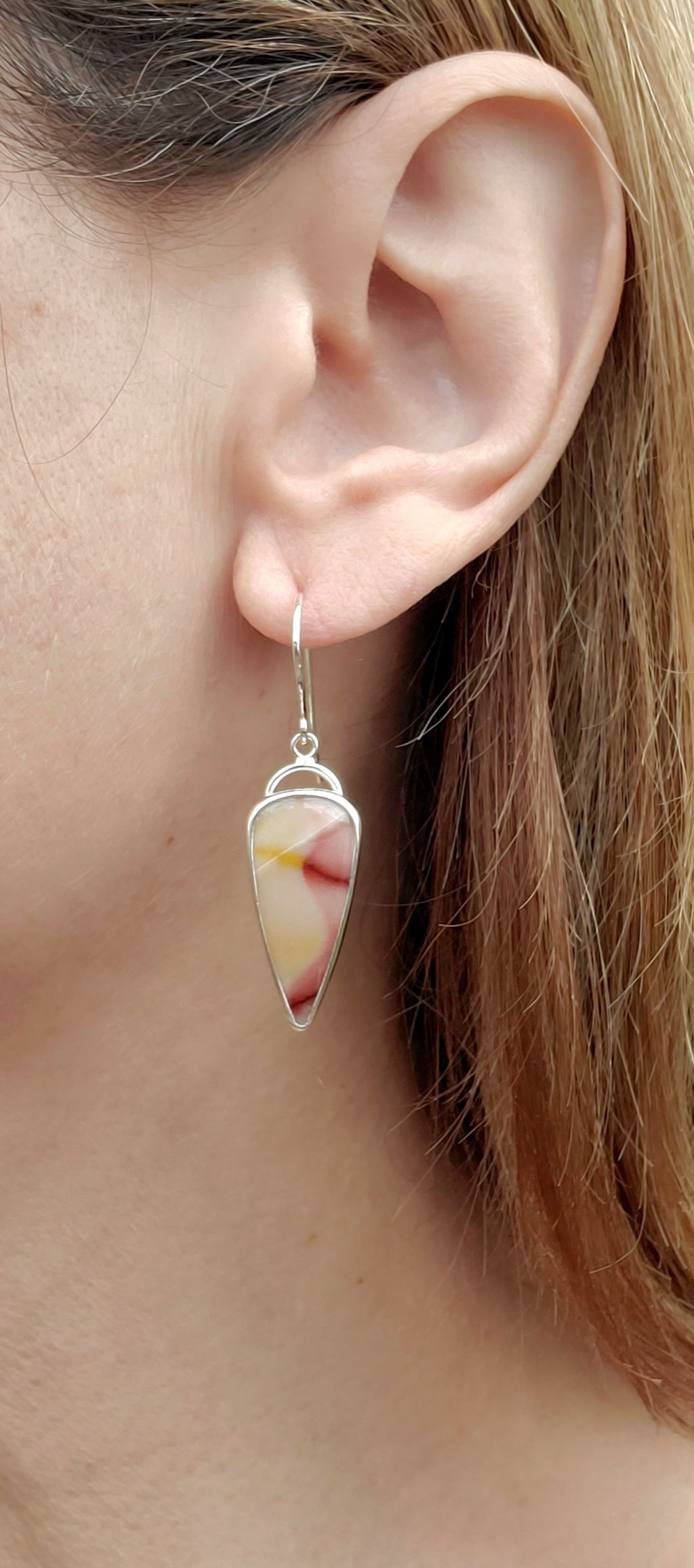 Beautiful Imperial Jasper Dangle Drop Earrings in Solid Sterling Silver!