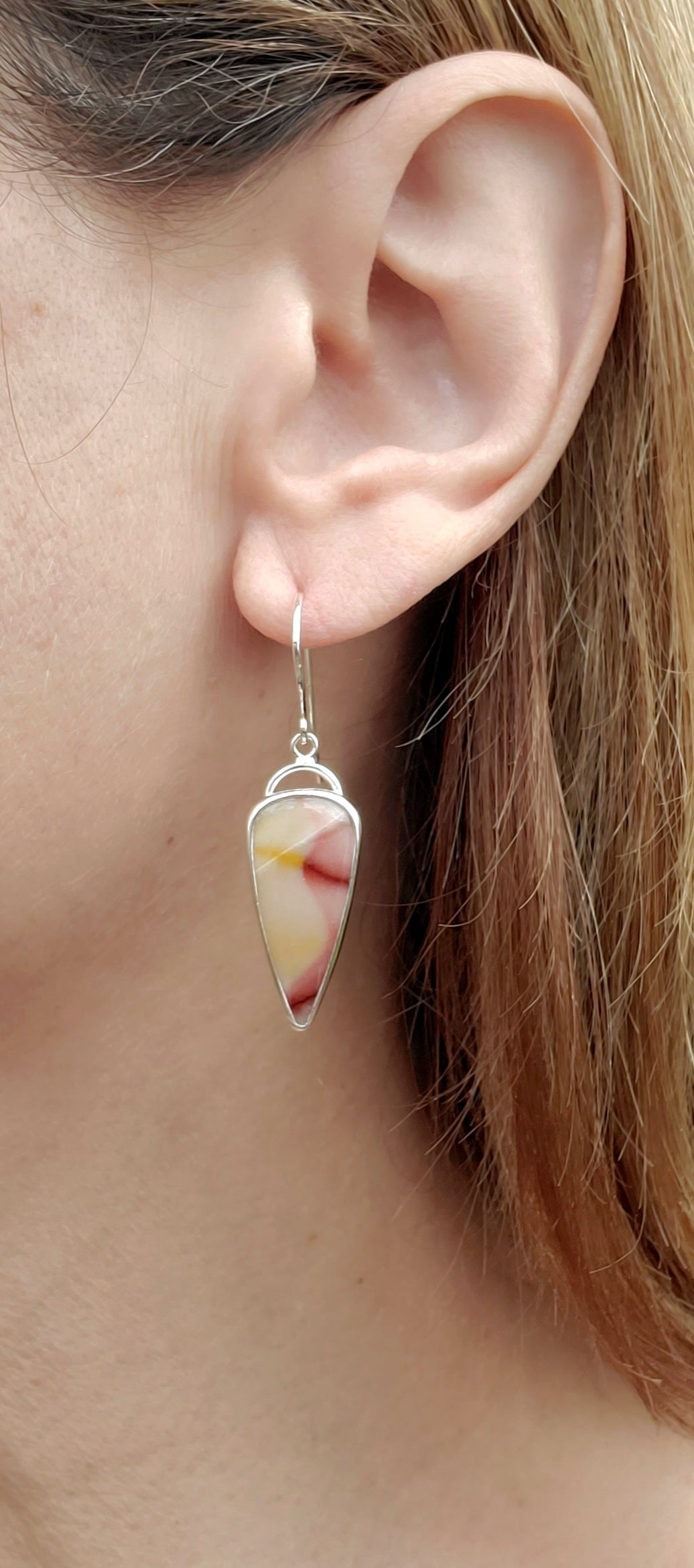 Beautiful Imperial Jasper Dangle Drop Earrings in Solid Sterling Silver!