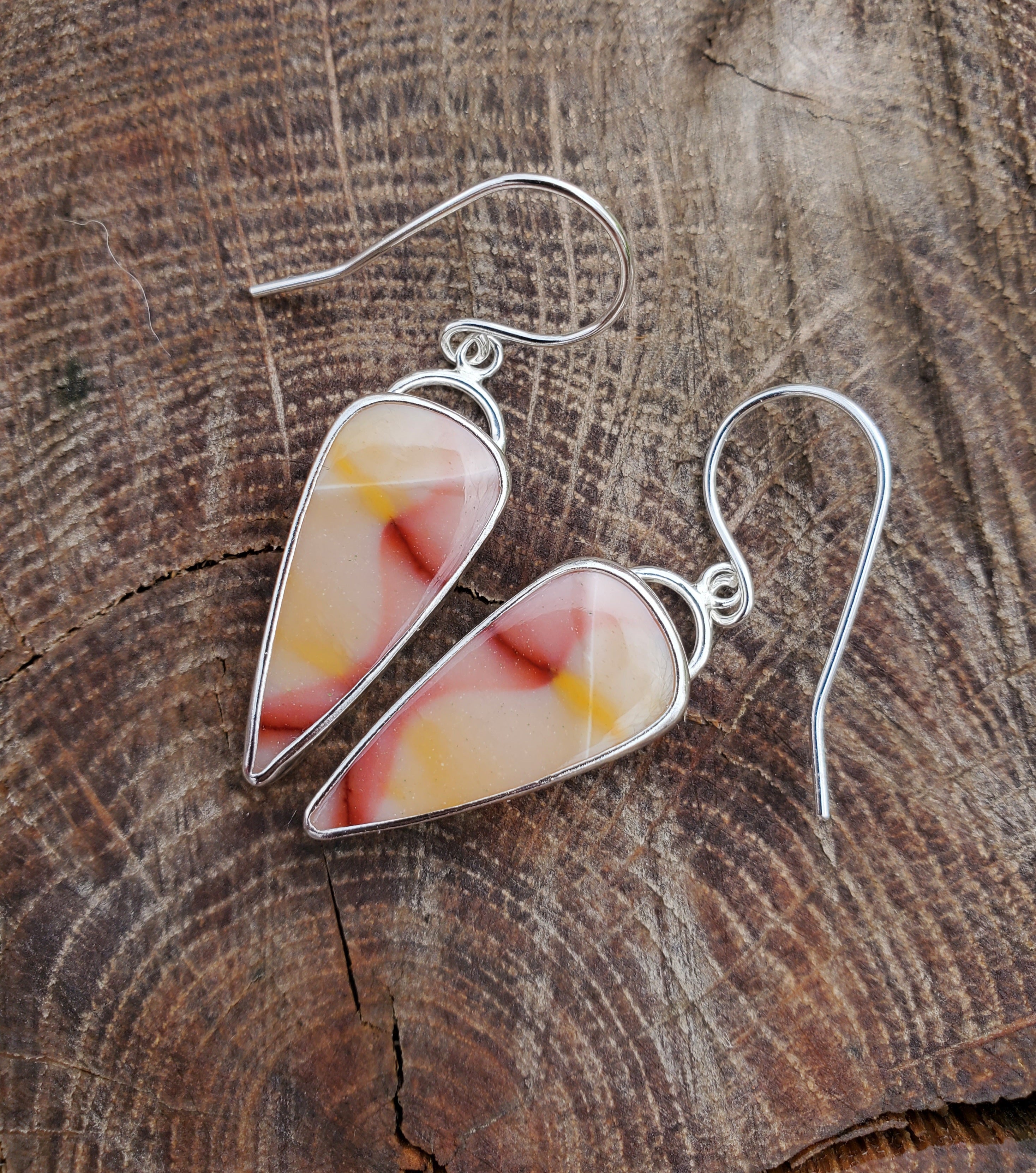 Beautiful Imperial Jasper Dangle Drop Earrings in Solid Sterling Silver!