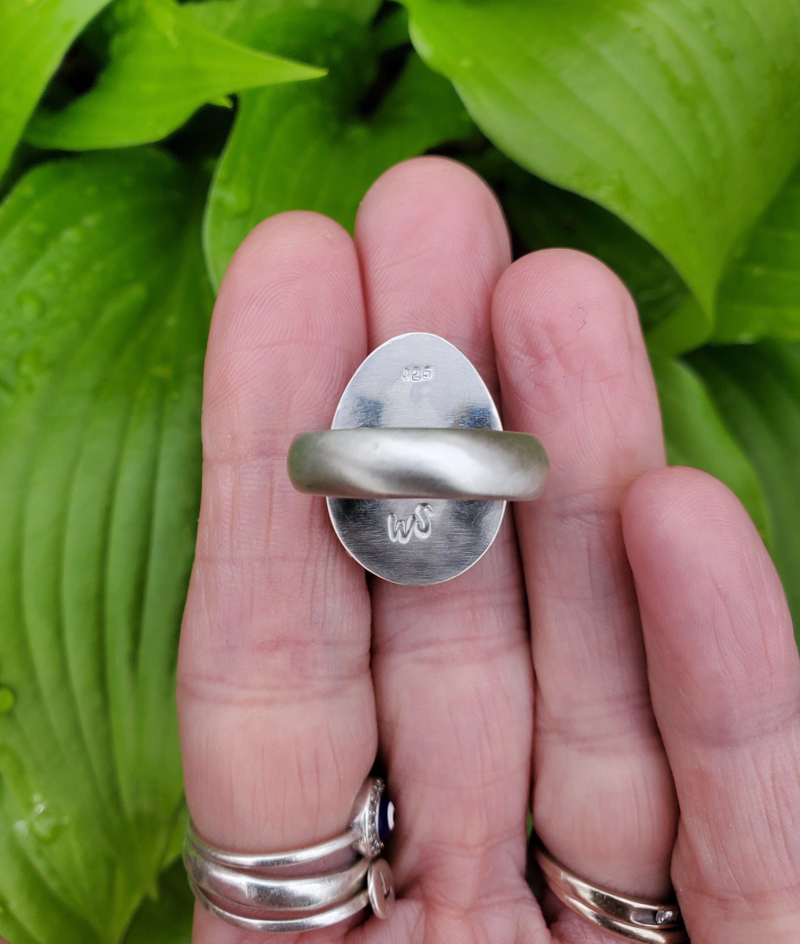 Thunderbird Turquoise Statement Ring in Solid Sterling Silver. Size 8