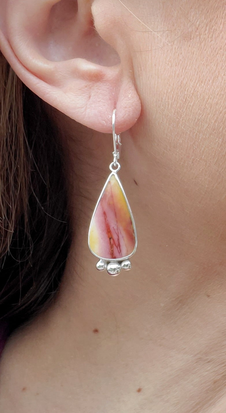Imperial Jasper Teardrop Earrings in Solid Sterling Silver