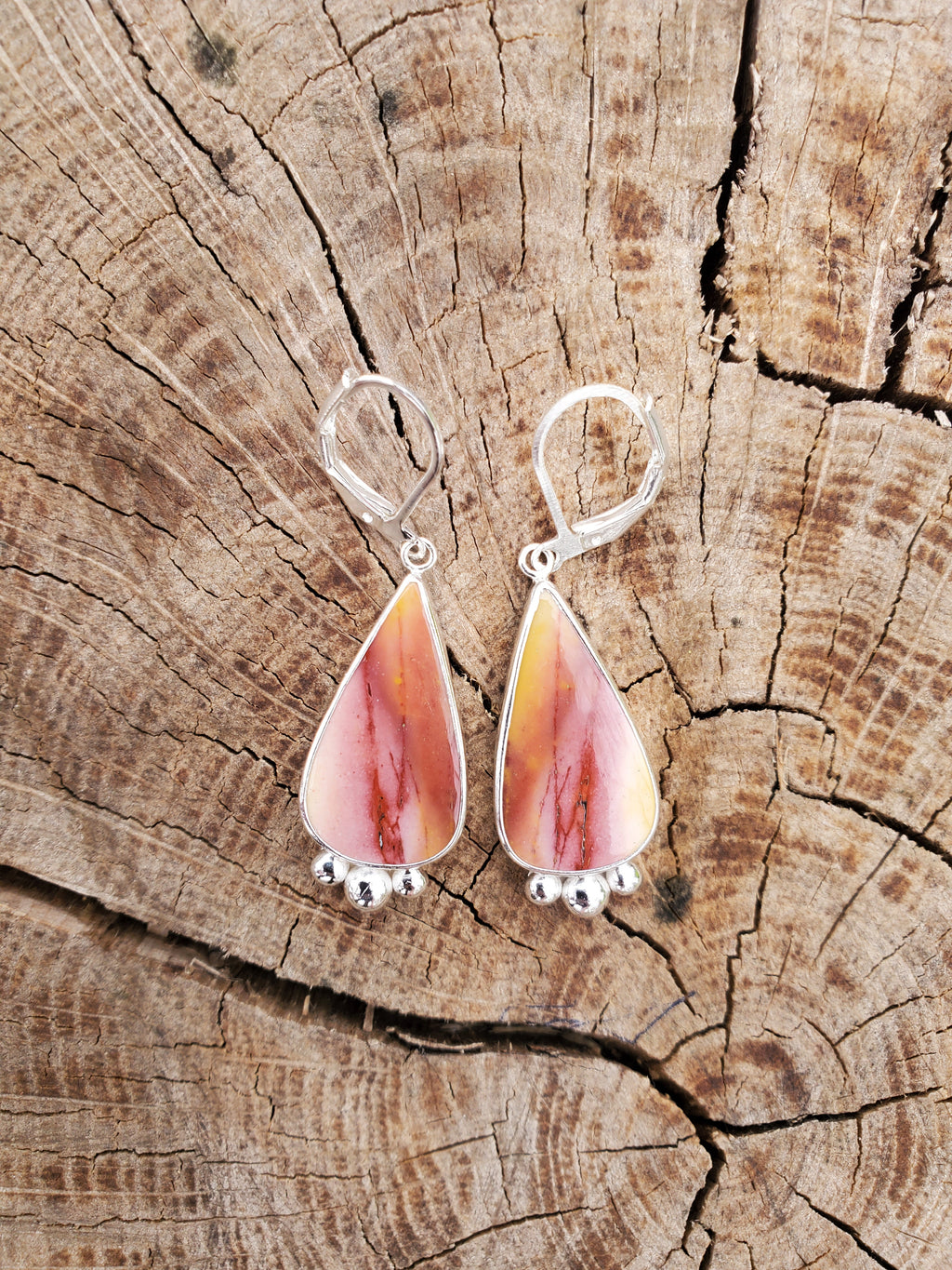 Imperial Jasper Teardrop Earrings in Solid Sterling Silver