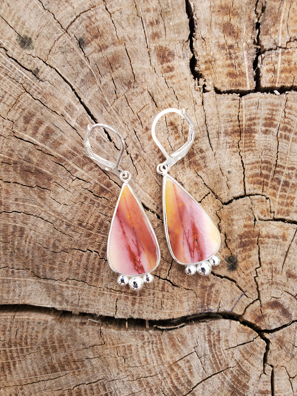 Imperial Jasper Teardrop Earrings in Solid Sterling Silver
