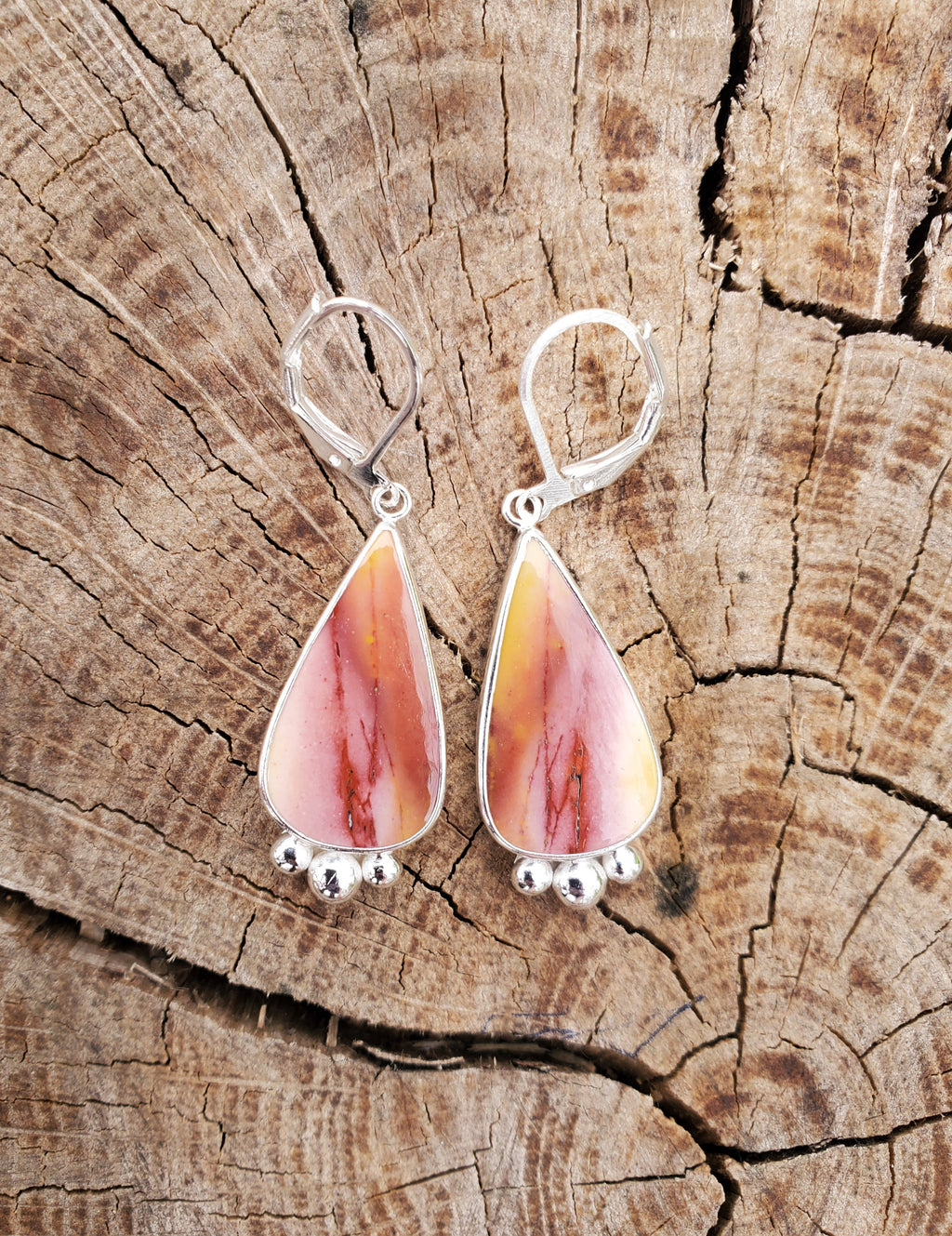 Imperial Jasper Teardrop Earrings in Solid Sterling Silver