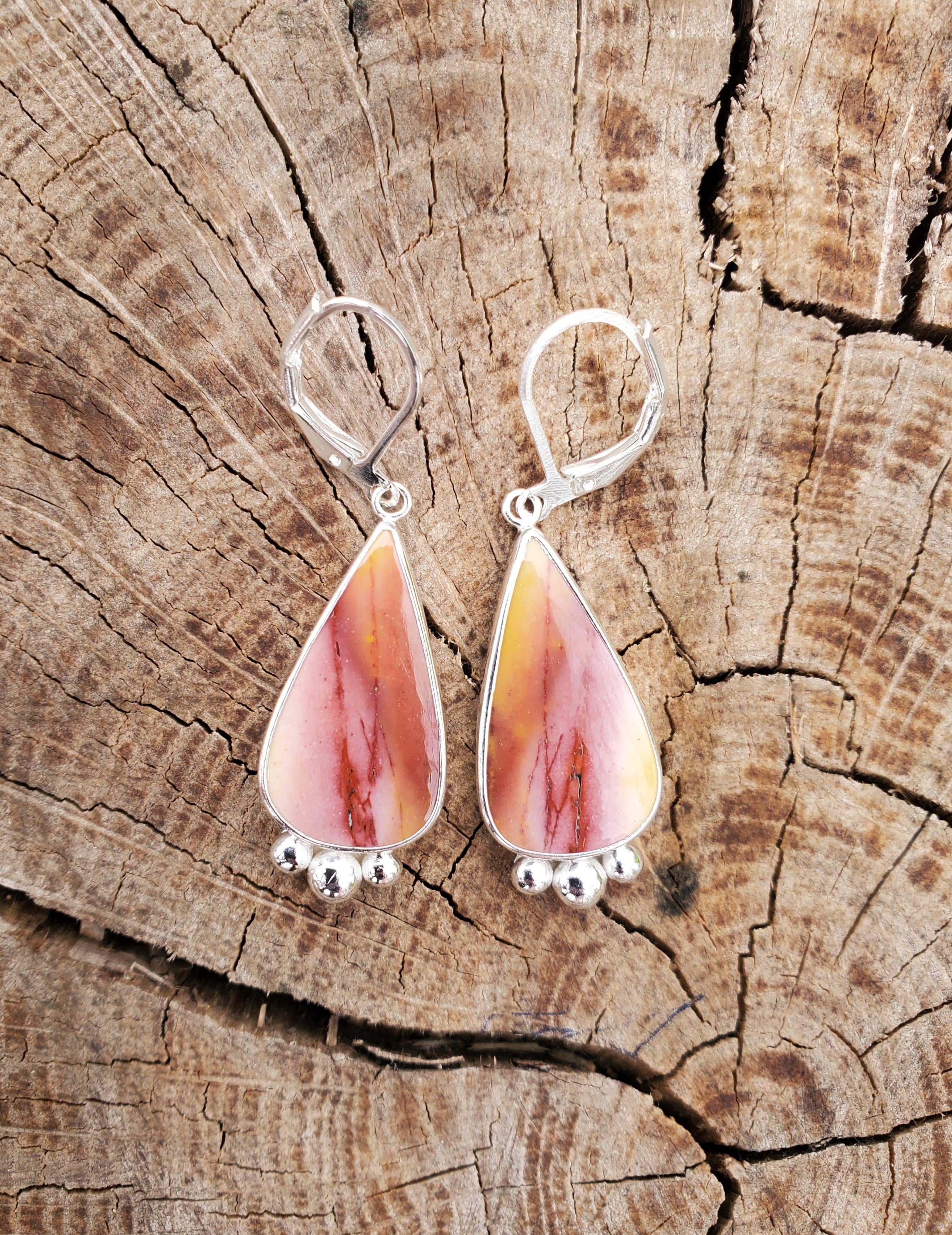 Imperial Jasper Teardrop Earrings in Solid Sterling Silver