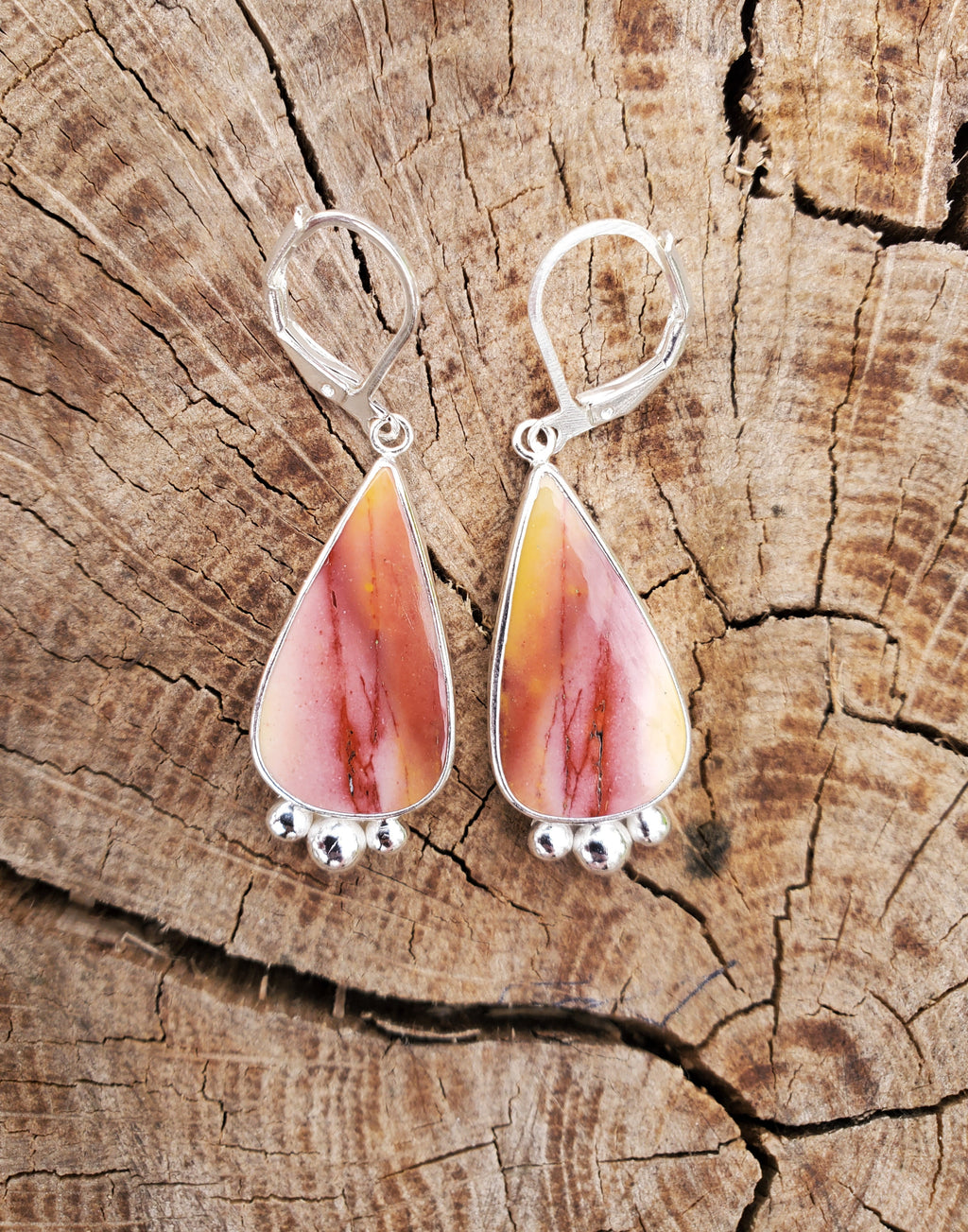 Imperial Jasper Teardrop Earrings in Solid Sterling Silver