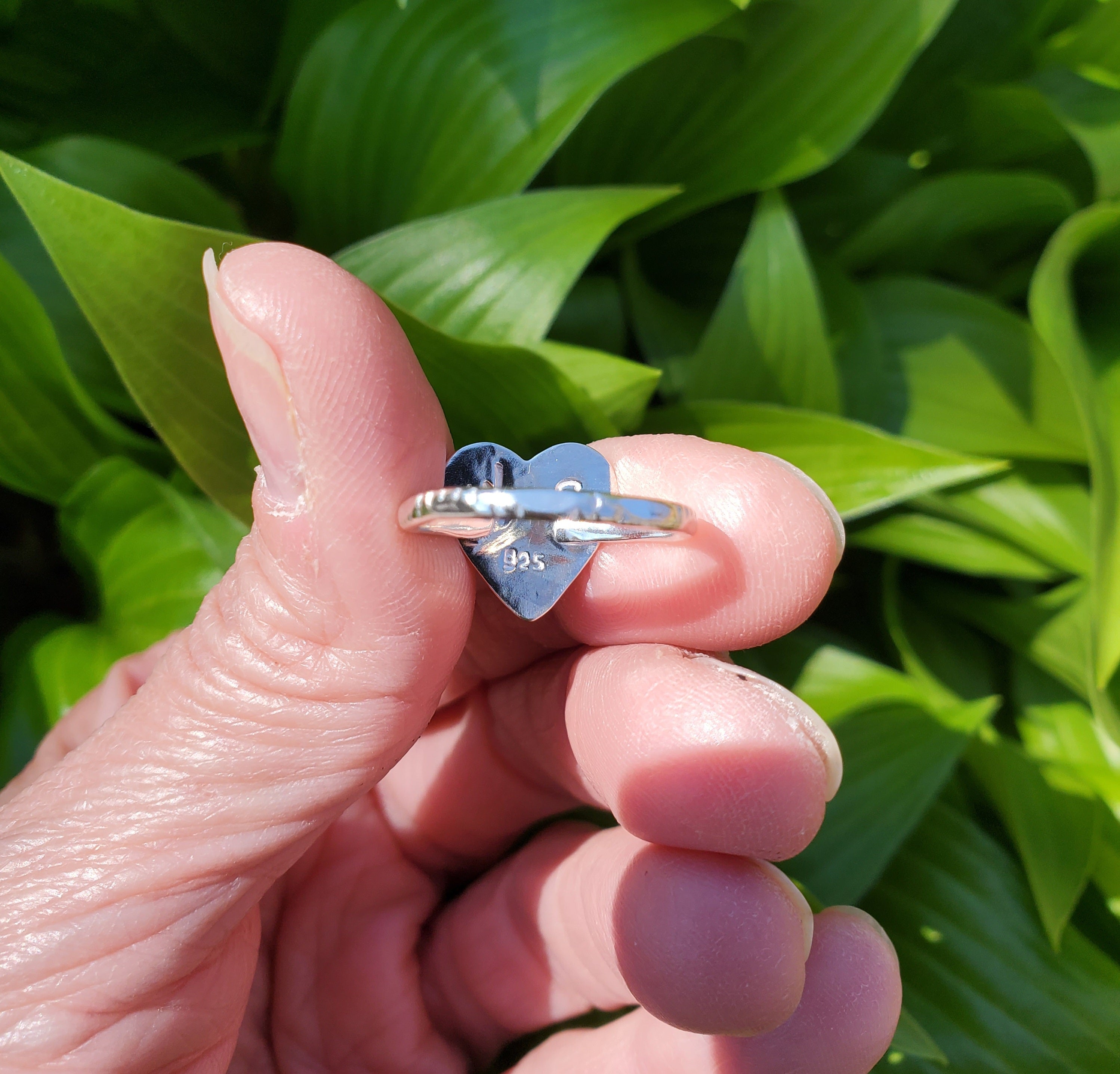 SOLD - Beautiful Blue Moon Turquoise Heart Ring In Solid Sterling Silver. Size 7.