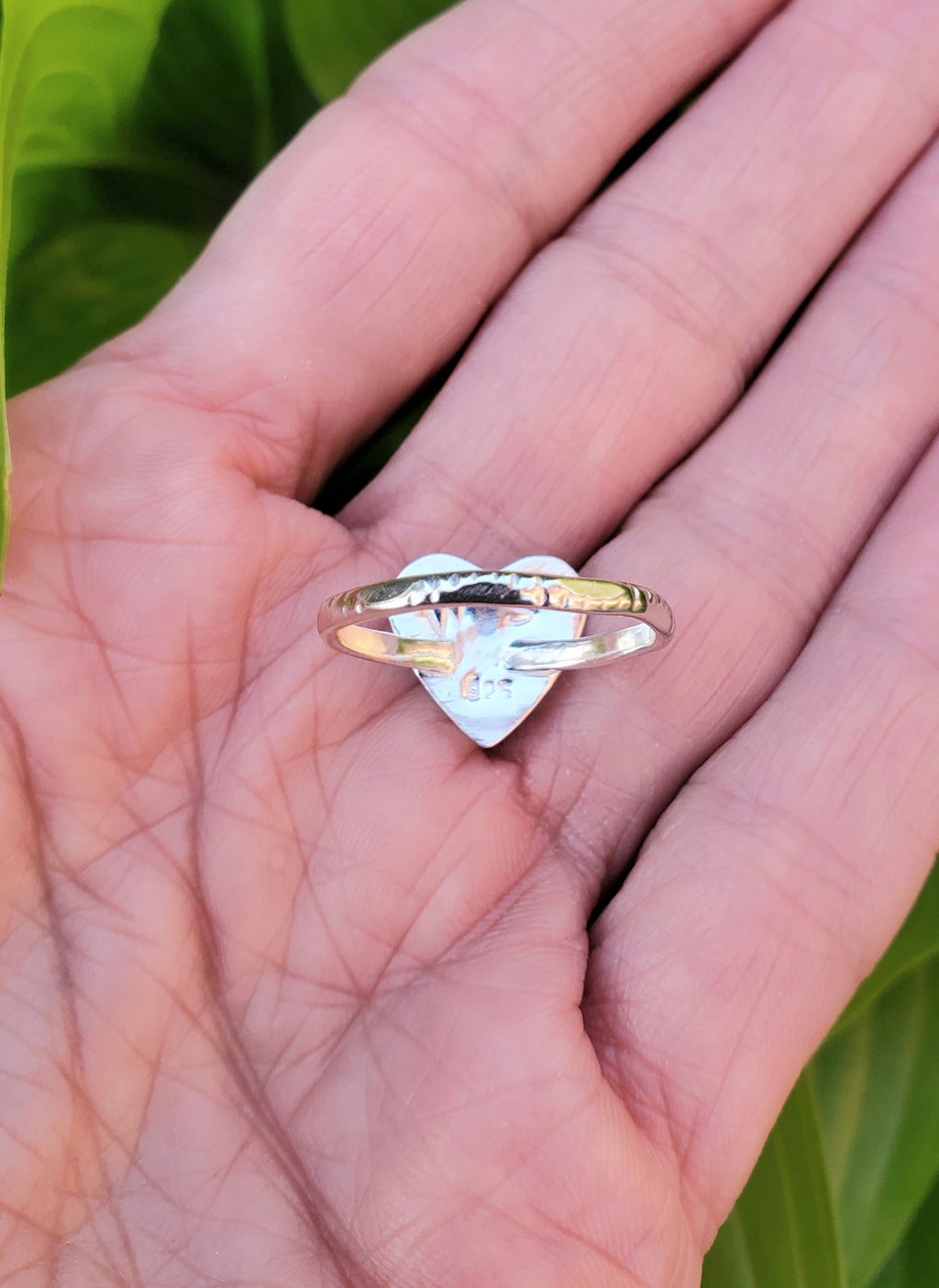 Beautiful Blue Moon Turquoise Heart Ring In Solid Sterling Silver. Size 8.