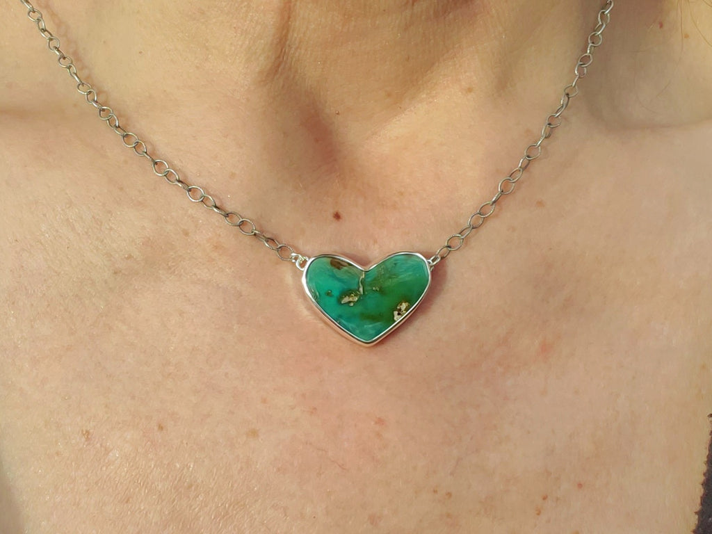 Stone Mountain Turquoise Heart Pendant in Solid Sterling Silver