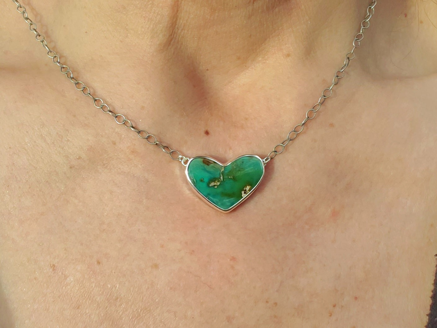Stone Mountain Turquoise Heart Pendant in Solid Sterling Silver