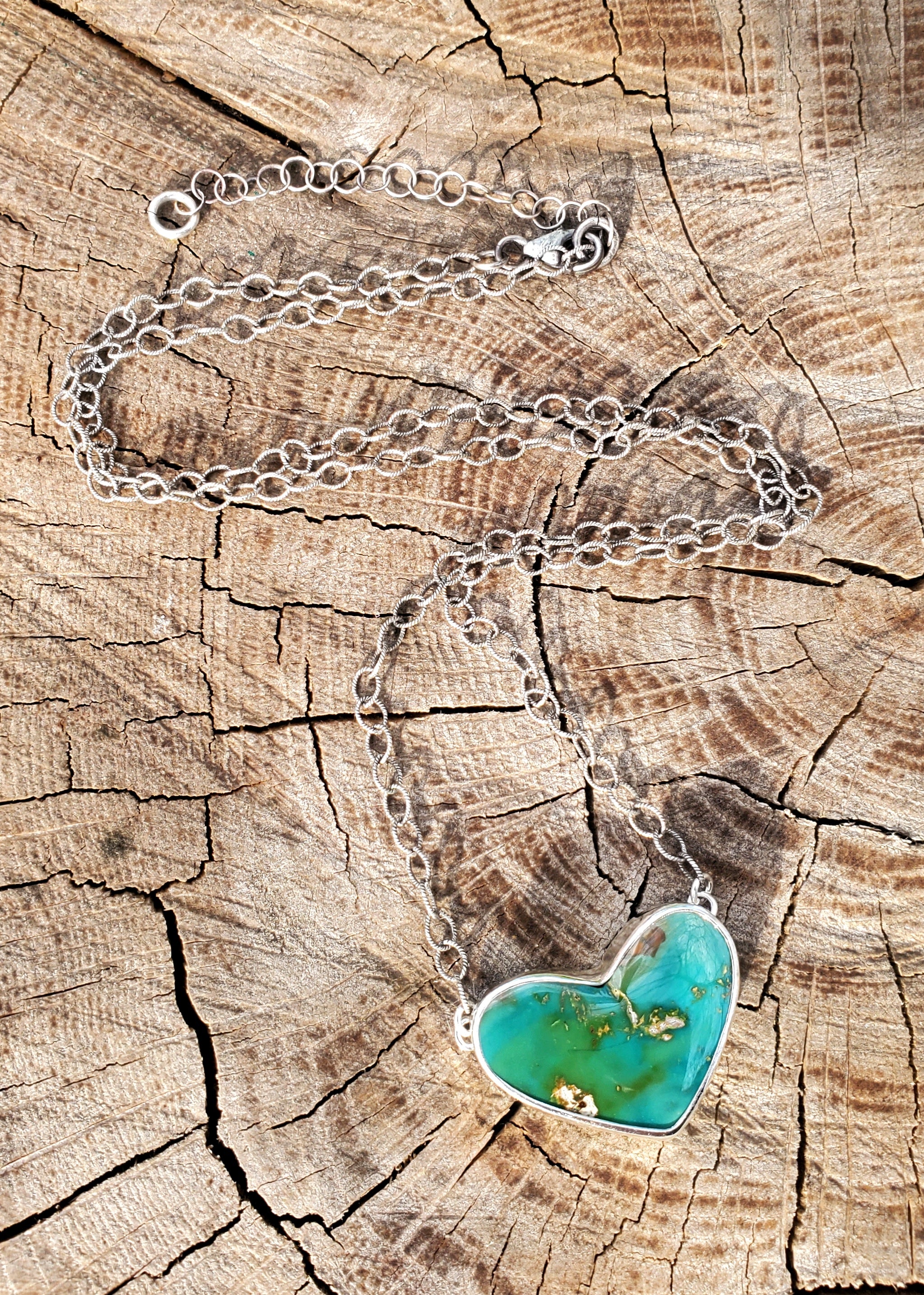 Stone Mountain Turquoise Heart Pendant in Solid Sterling Silver