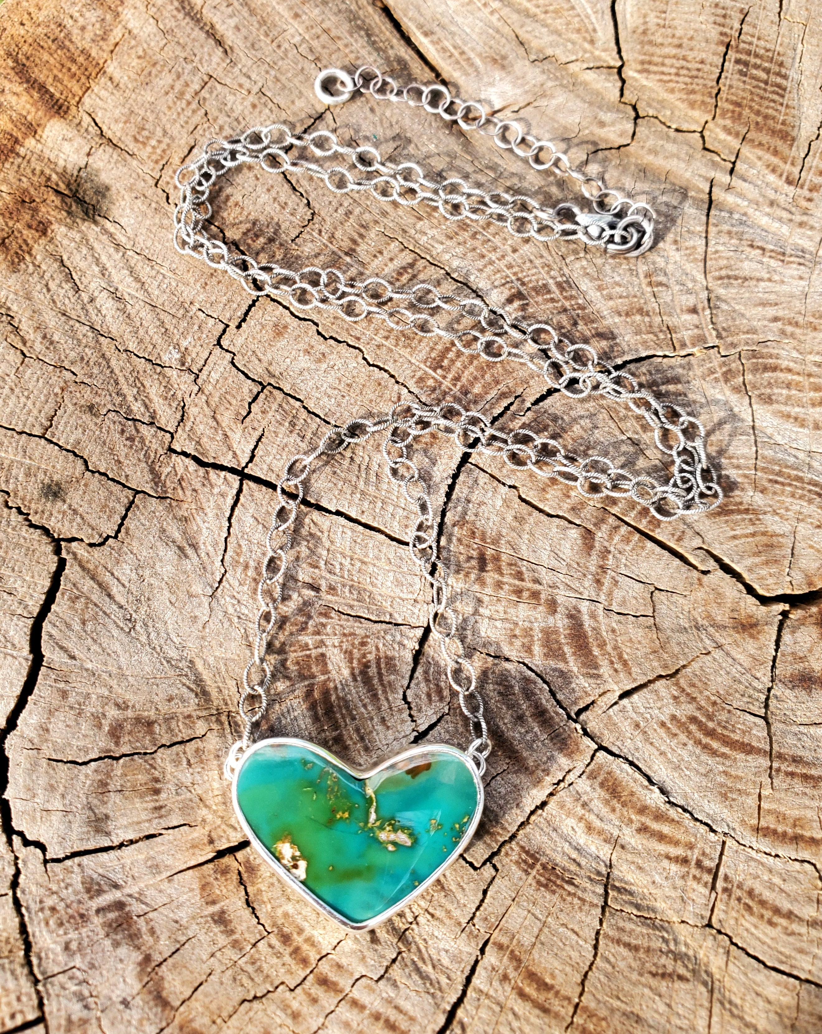Stone Mountain Turquoise Heart Pendant in Solid Sterling Silver