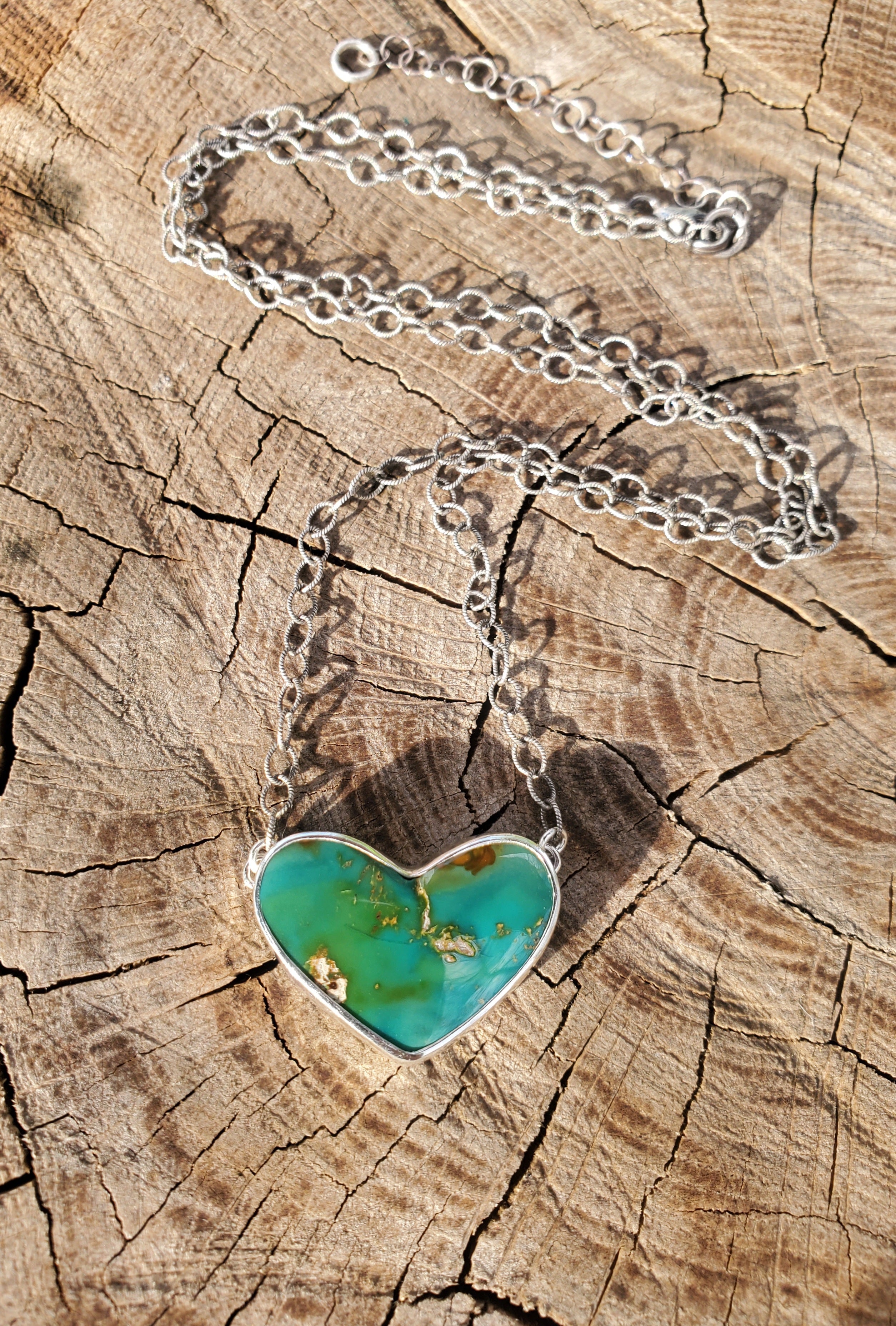 Stone Mountain Turquoise Heart Pendant in Solid Sterling Silver
