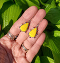 SOLD - Yellow Rosarita Teardrop Studded Dangle Drop Earrings in Solid Sterling Silver