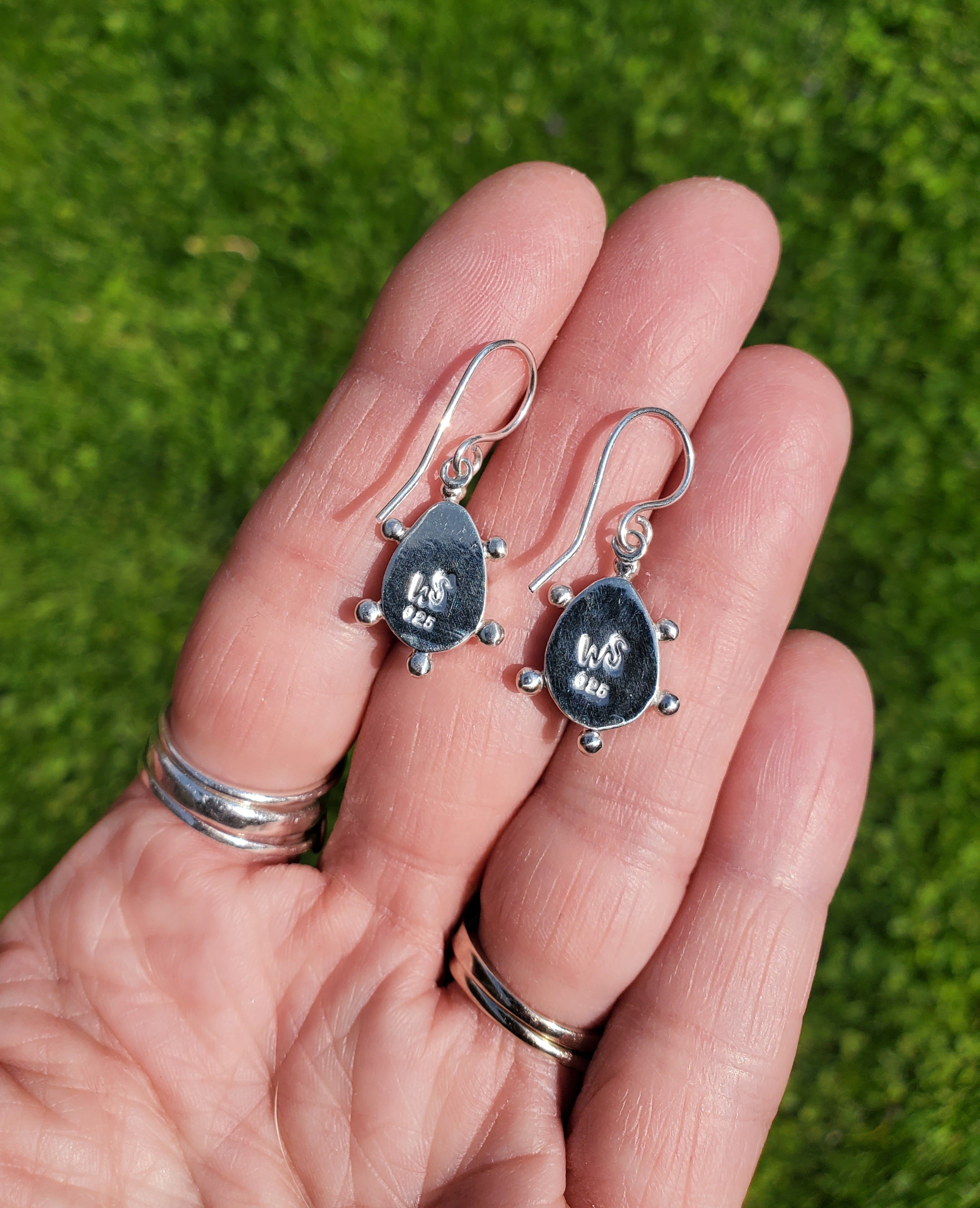 Sonoran Gold Turquoise Teardrop Earrings in Solid Sterling Silver