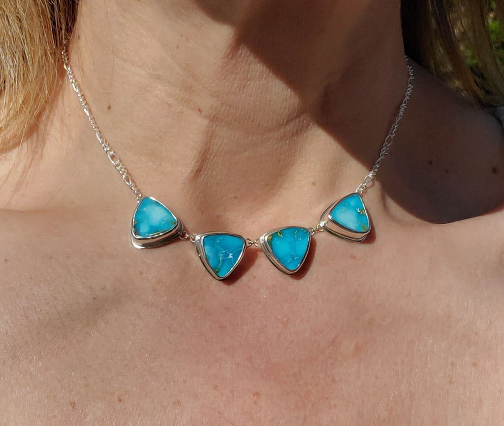 Stunning Sonoran Mountain 4-Stone Statement Necklace in Solid Sterling Silver