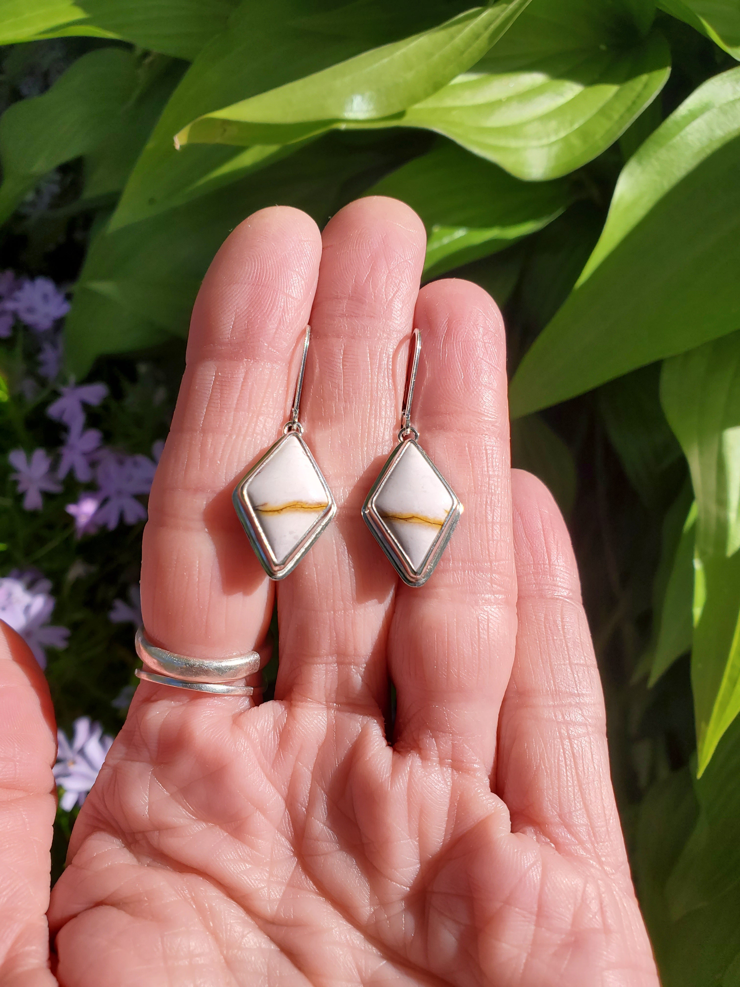 Lilac Mookaite Dangle Drop Earrings in Solid Sterling Silver