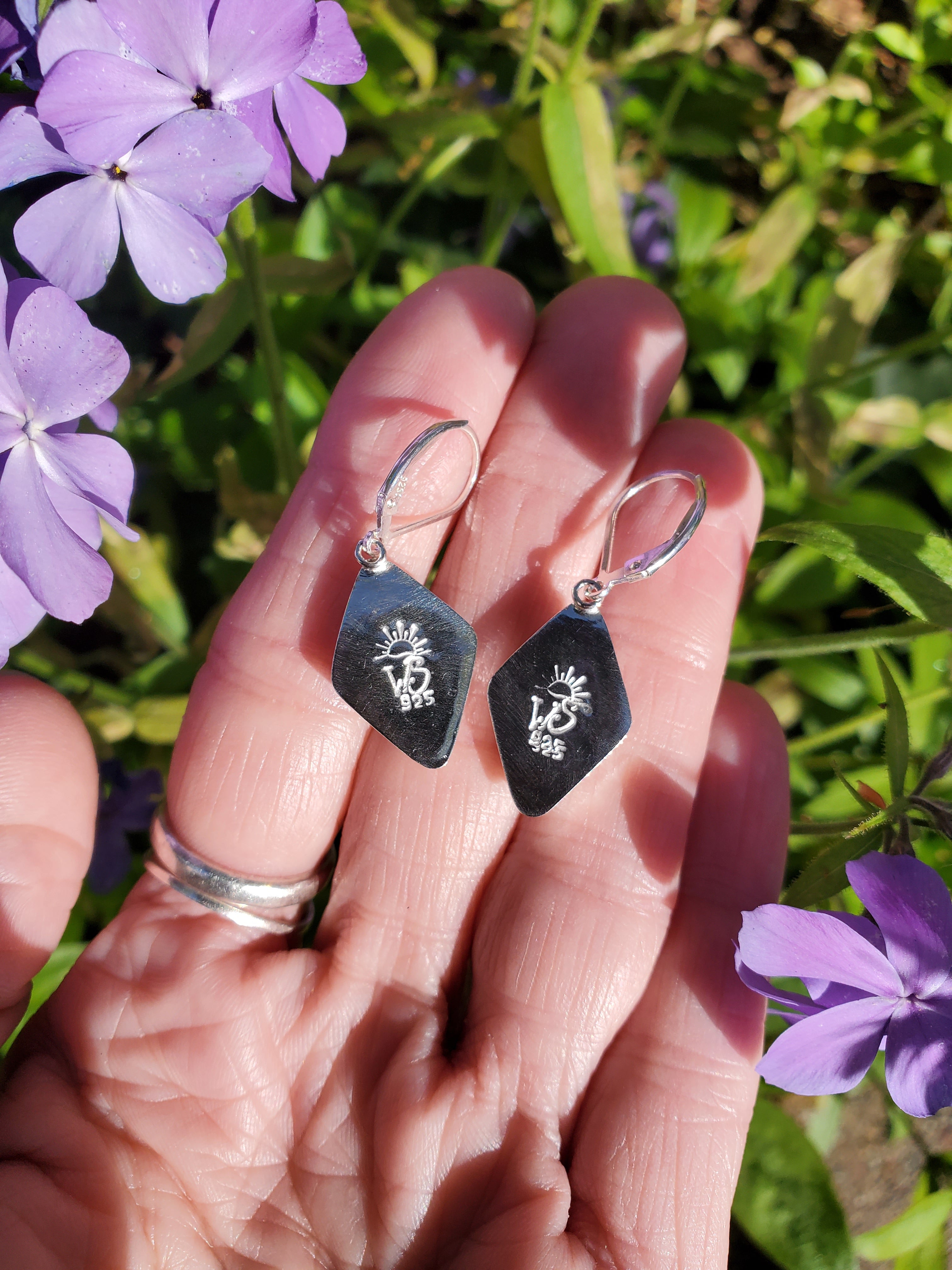 Lilac Mookaite Dangle Drop Earrings in Solid Sterling Silver