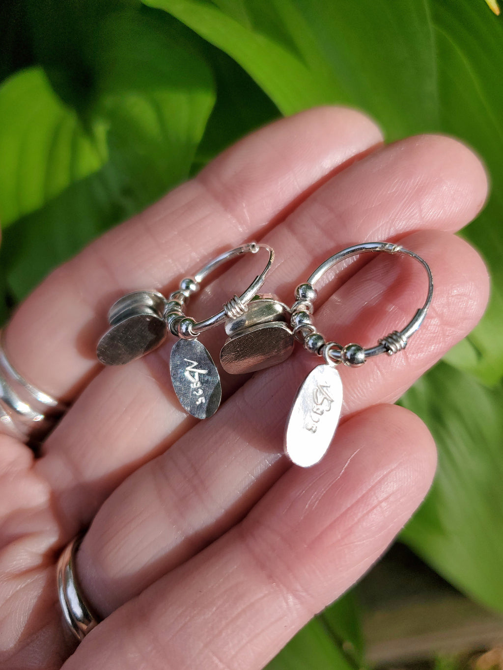 SOLD - Triple Australian Opal Hoop Earrings in Solid Sterling Silver