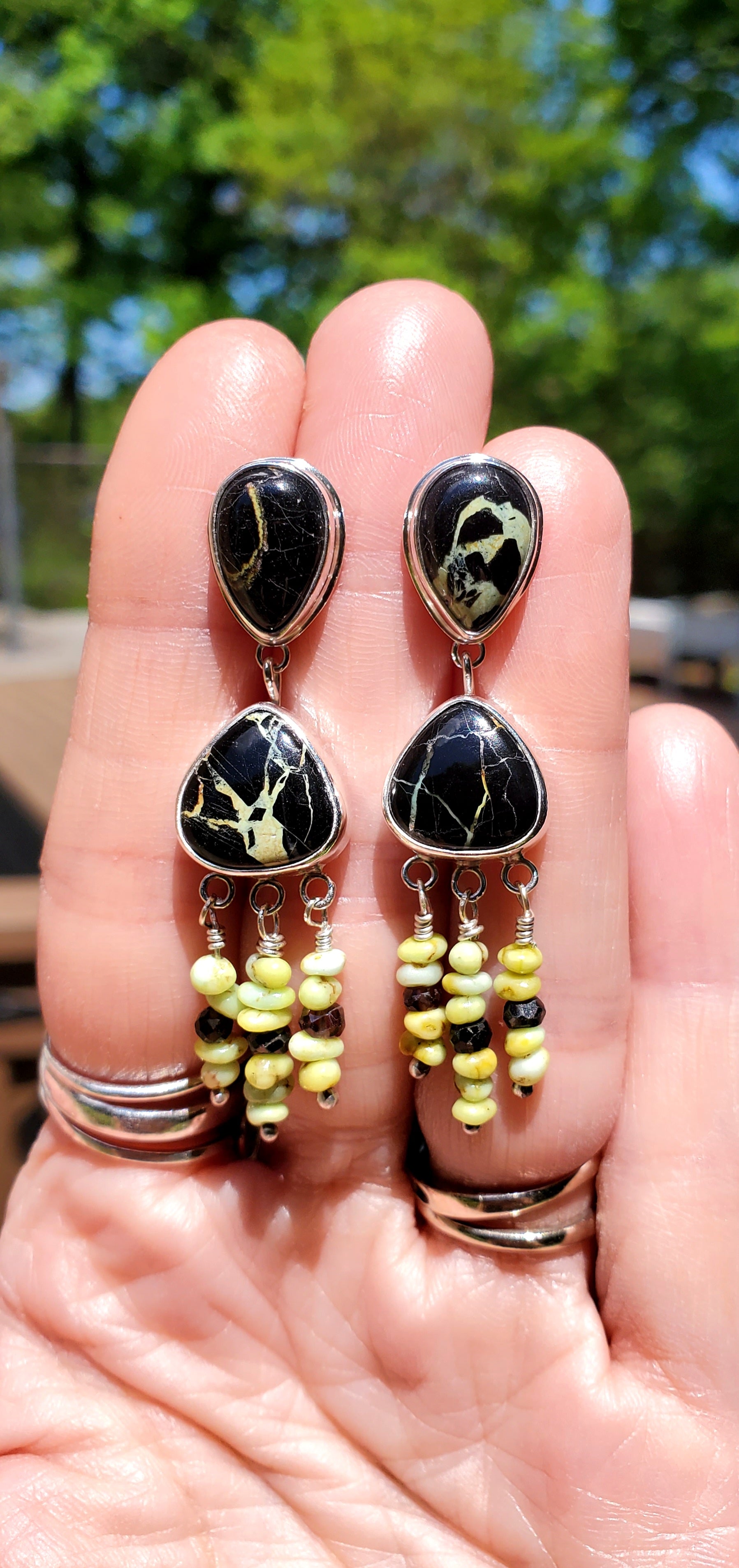 San Pedro and Palomino Dangle Drop Earrings in Solid Sterling Silver