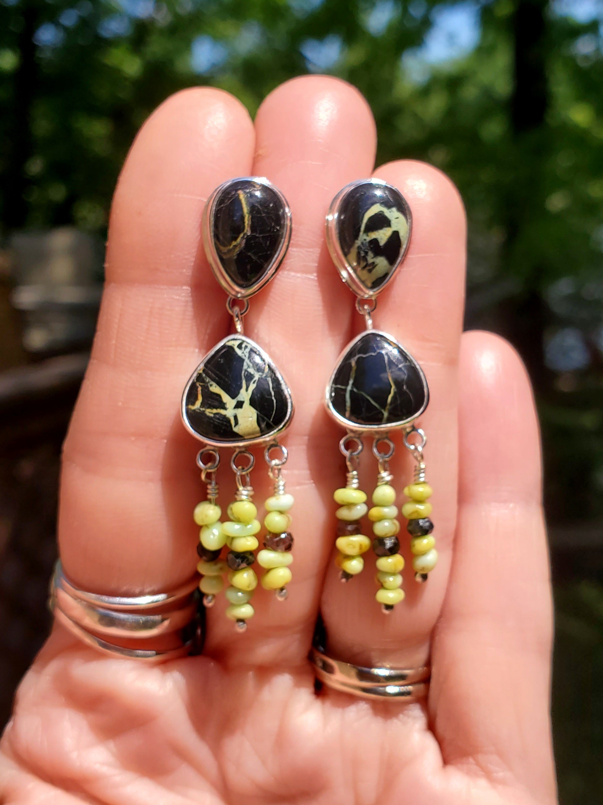 San Pedro and Palomino Dangle Drop Earrings in Solid Sterling Silver