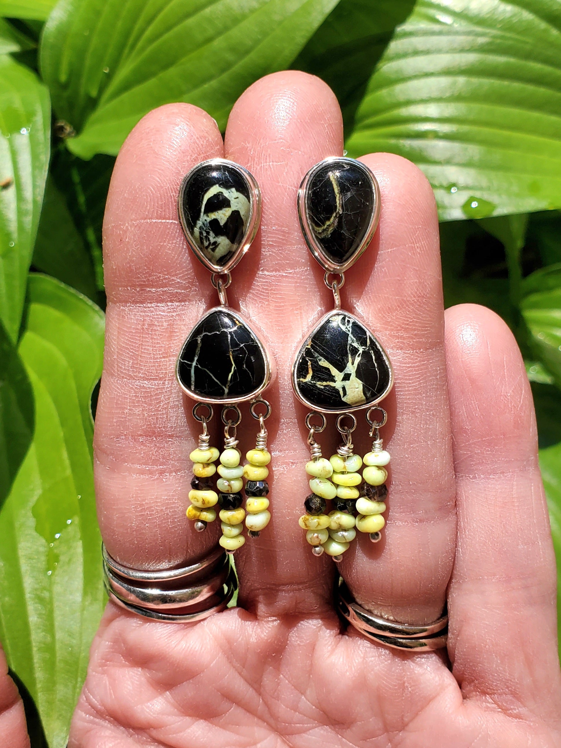 San Pedro and Palomino Dangle Drop Earrings in Solid Sterling Silver