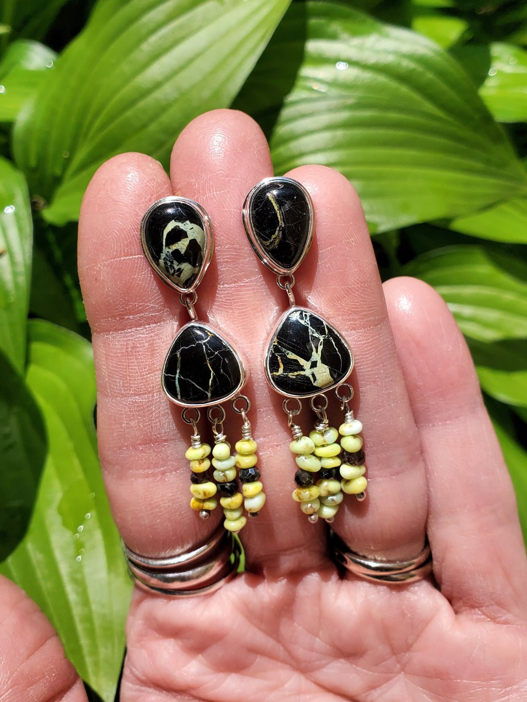 San Pedro and Palomino Dangle Drop Earrings in Solid Sterling Silver
