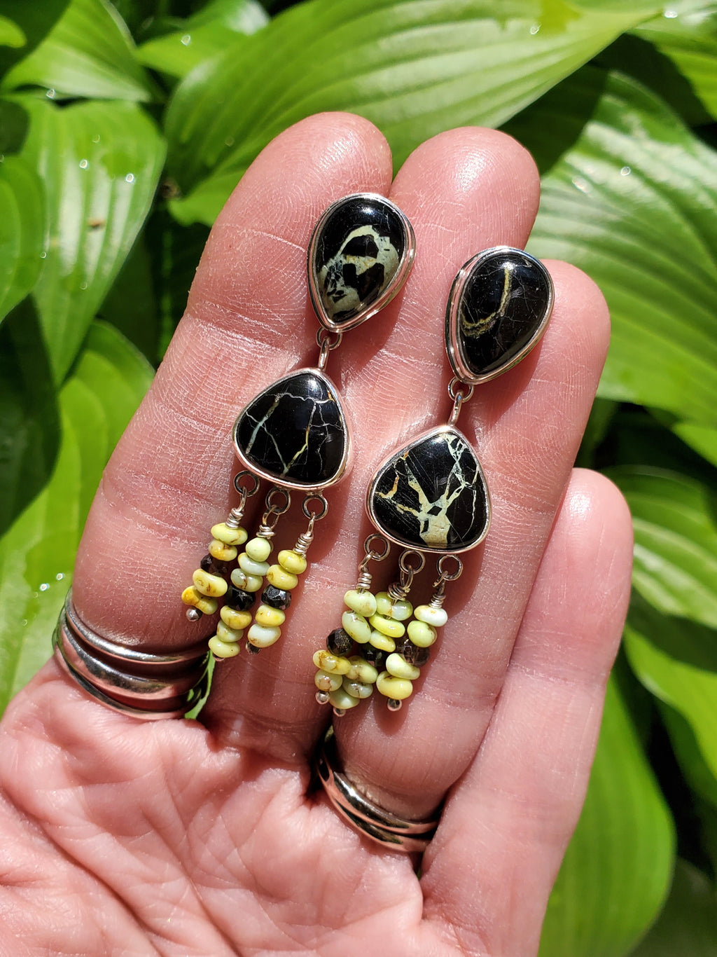 San Pedro and Palomino Dangle Drop Earrings in Solid Sterling Silver