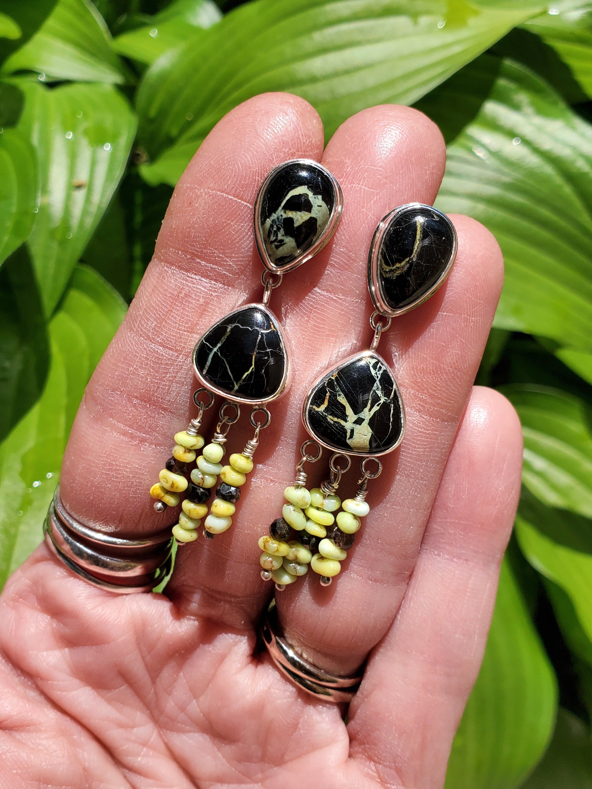 San Pedro and Palomino Dangle Drop Earrings in Solid Sterling Silver