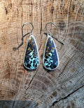 Black Jack Turquoise Dangle Drop Earrings in Solid Sterling Silver