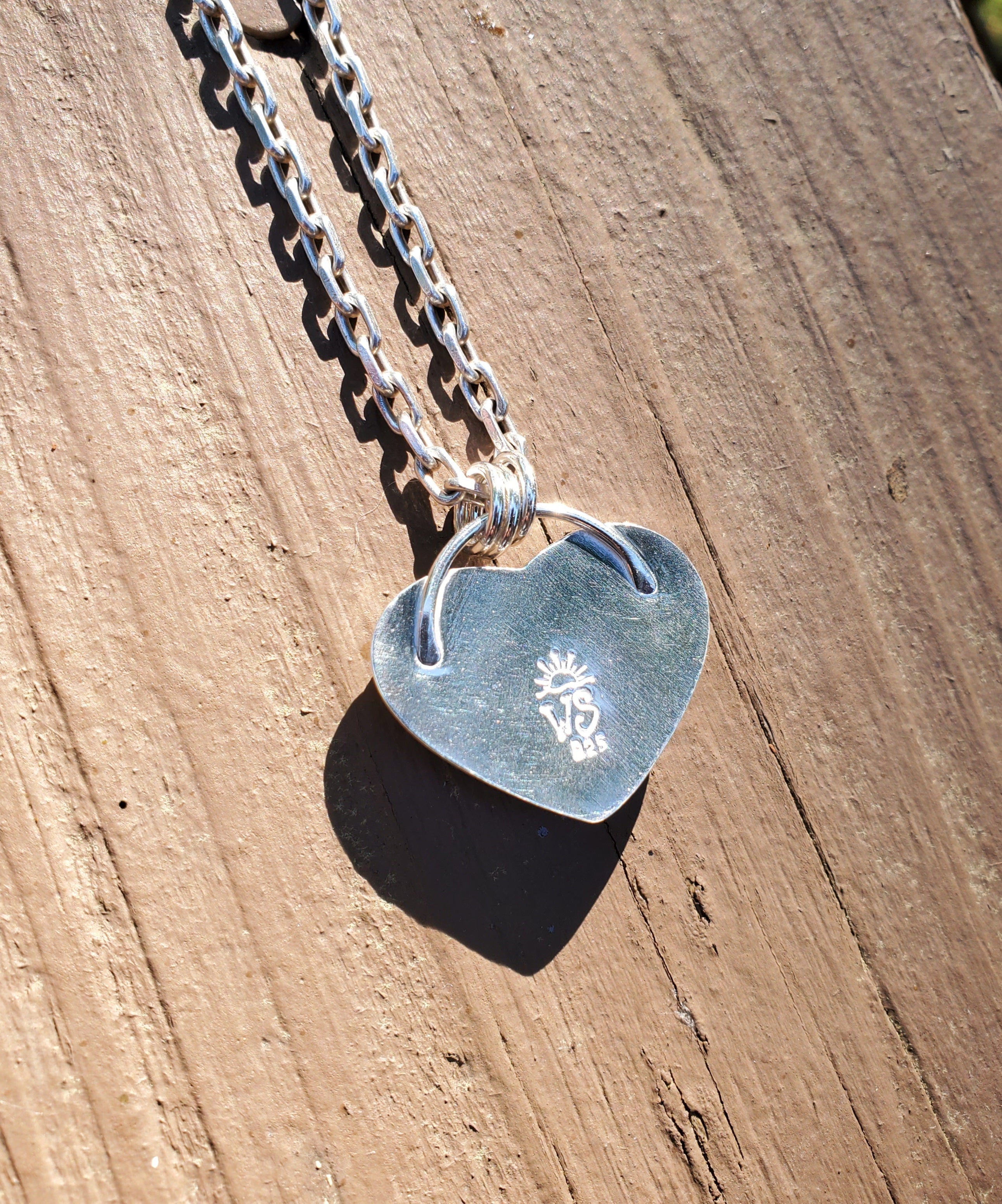 Gorgeous Rhodocrosite Pink Heart Pendant in Solid Sterling Silver